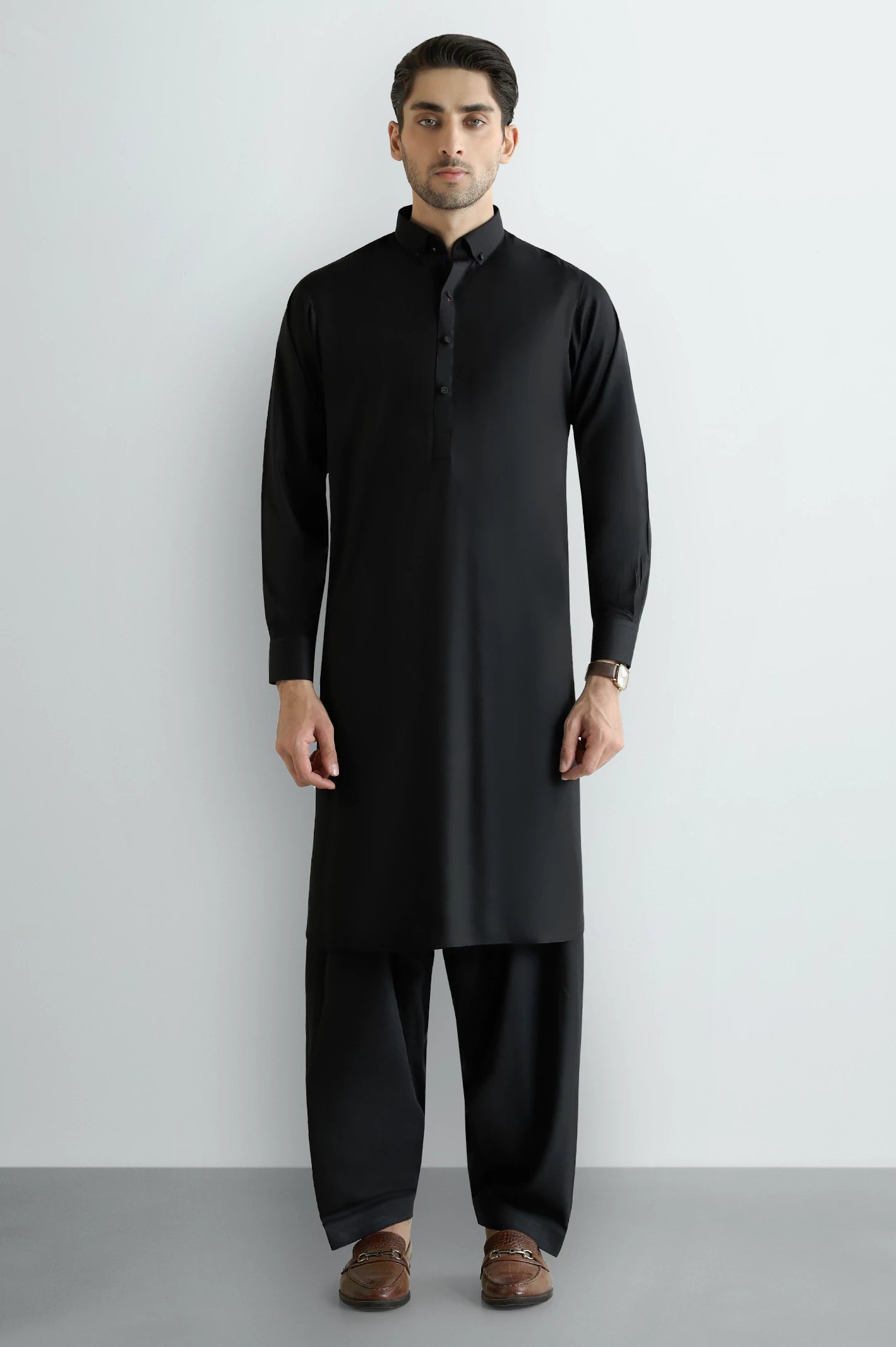 Black Wash & Wear Shalwar Kameez - Image 2