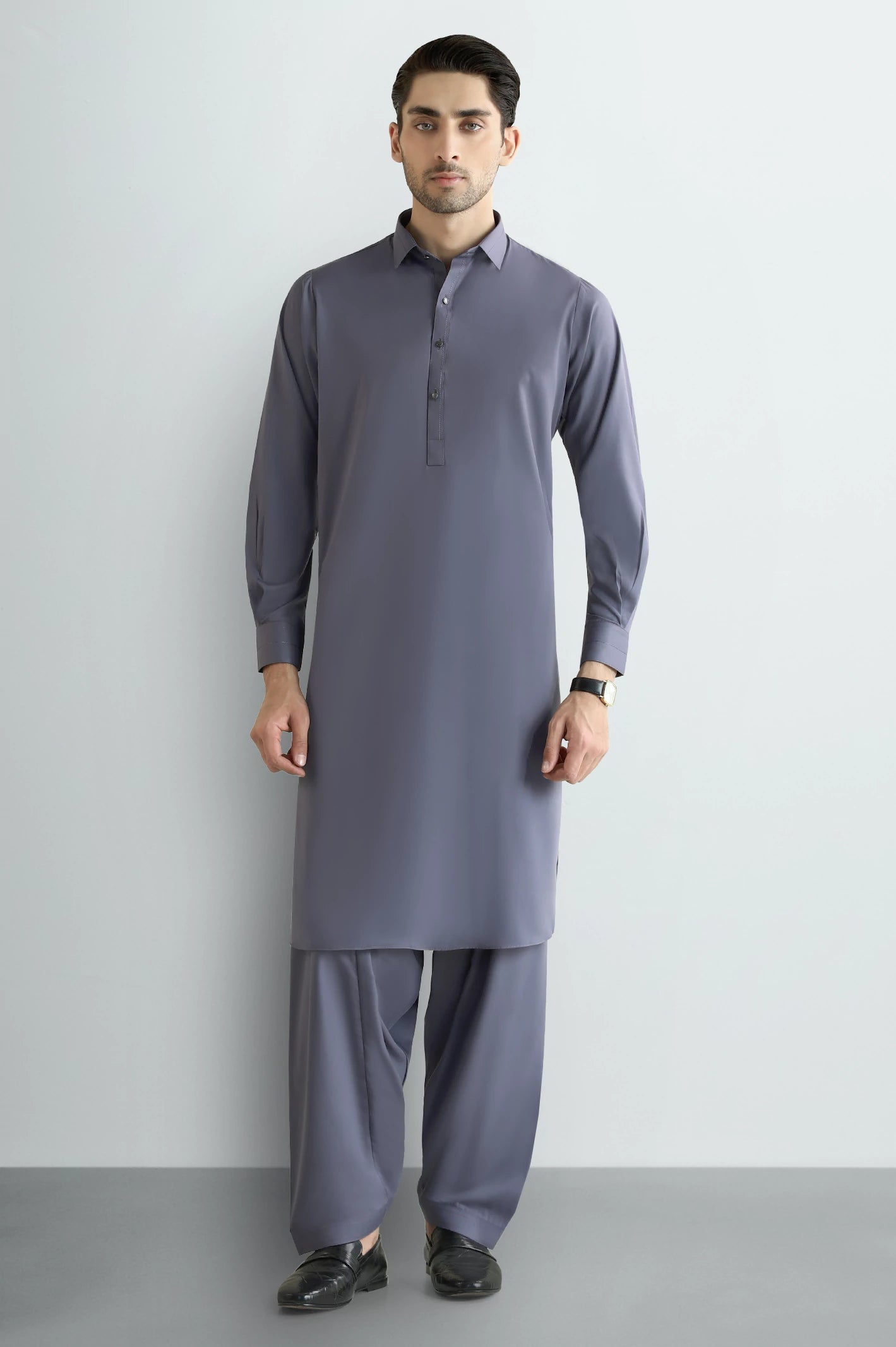 Grey Wash & Wear Shalwar Kameez - Image 2