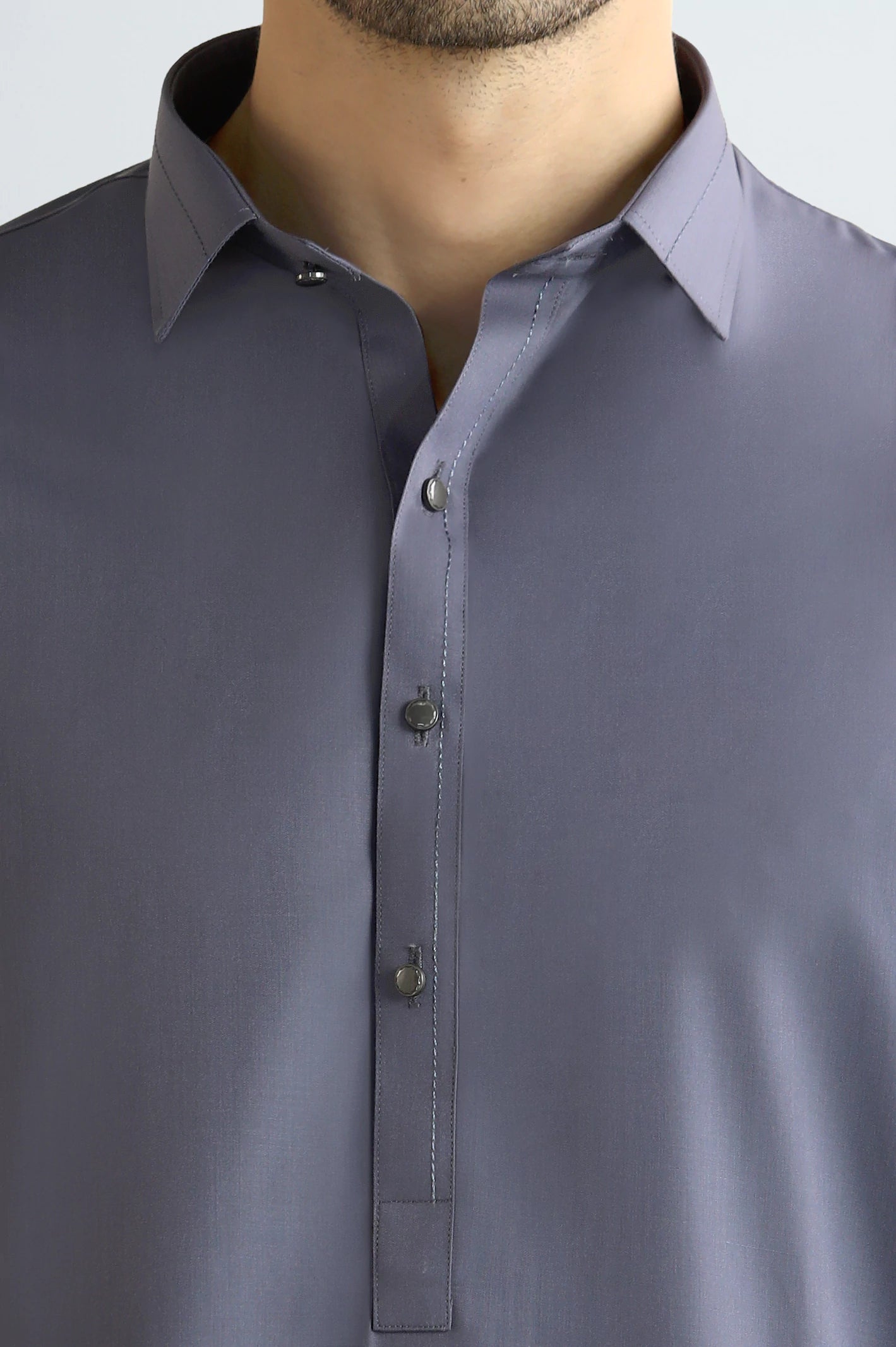 Grey Wash & Wear Shalwar Kameez - Image 3