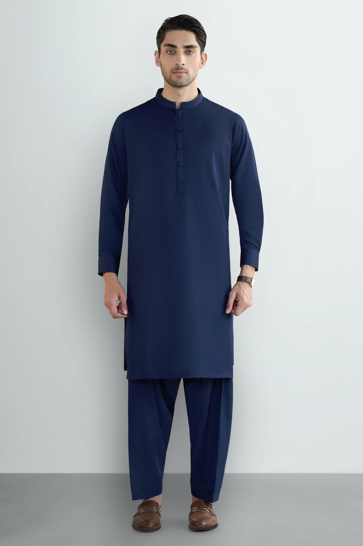 Navy Blue Wash & Wear Shalwar Kameez - Image 2