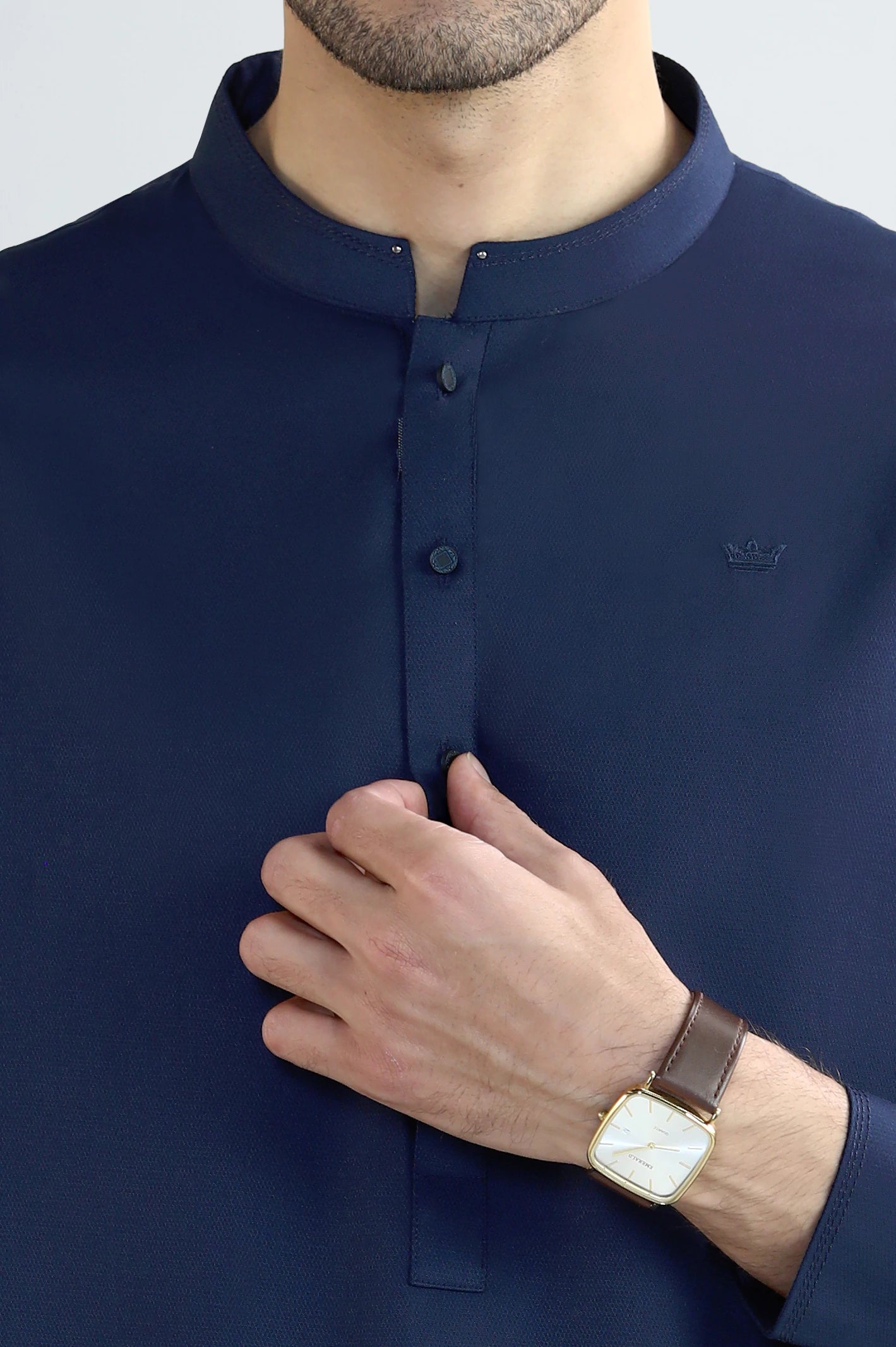 Navy Blue Wash & Wear Shalwar Kameez - Image 3