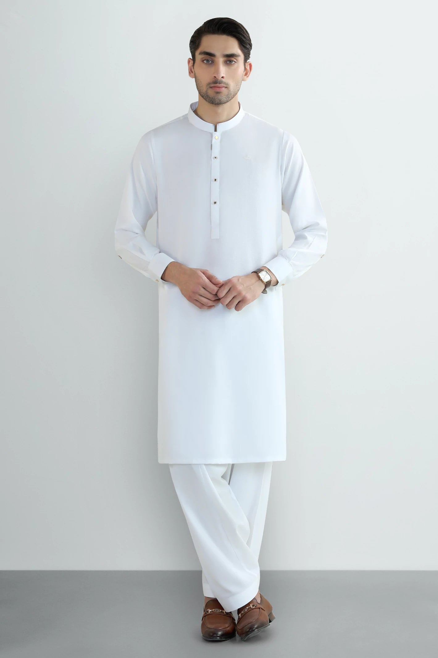 Off White Wash & Wear Shalwar Kameez - Image 2