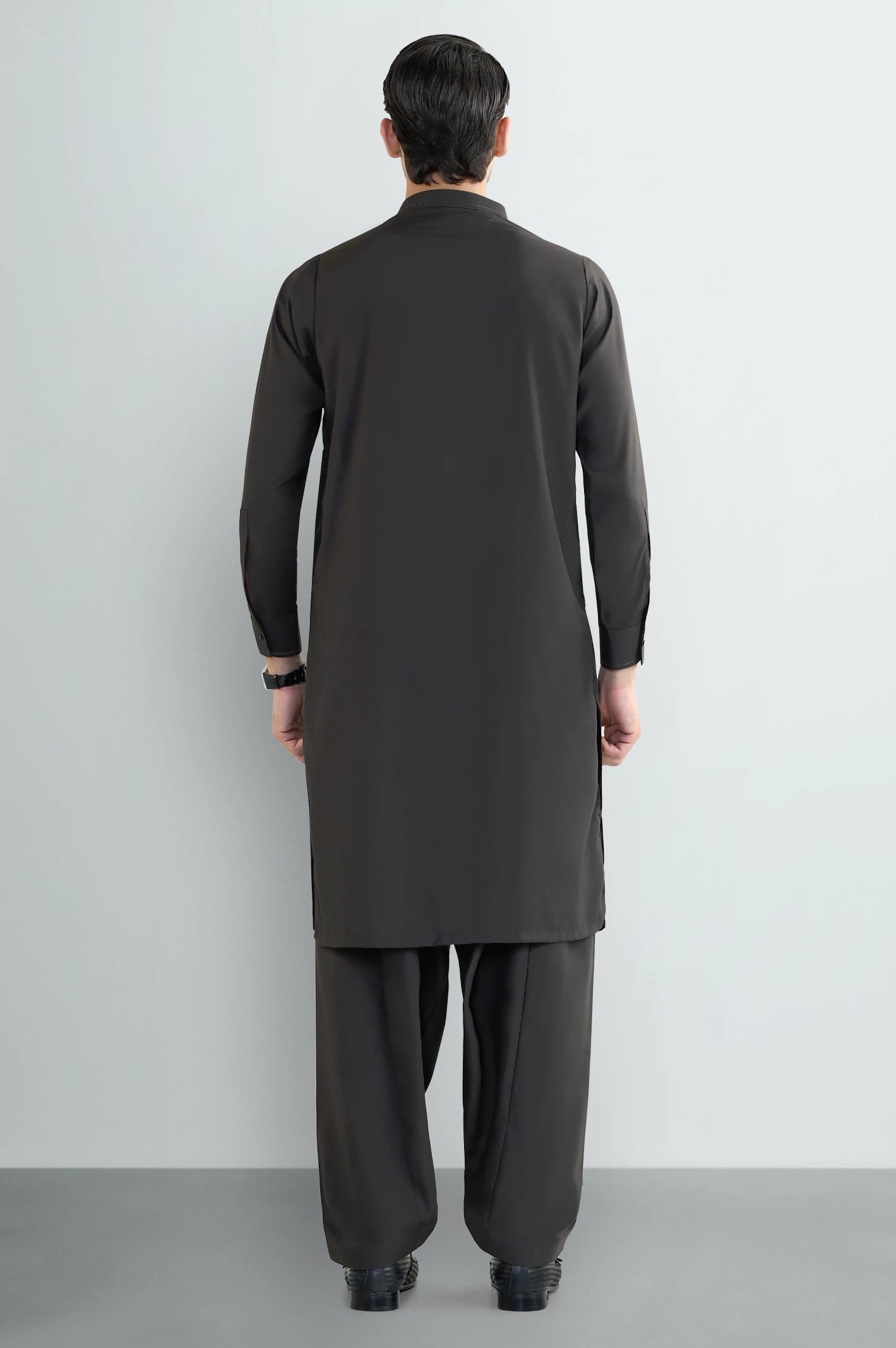 Coffee Brown Wash & Wear Shalwar Kameez - Image 4