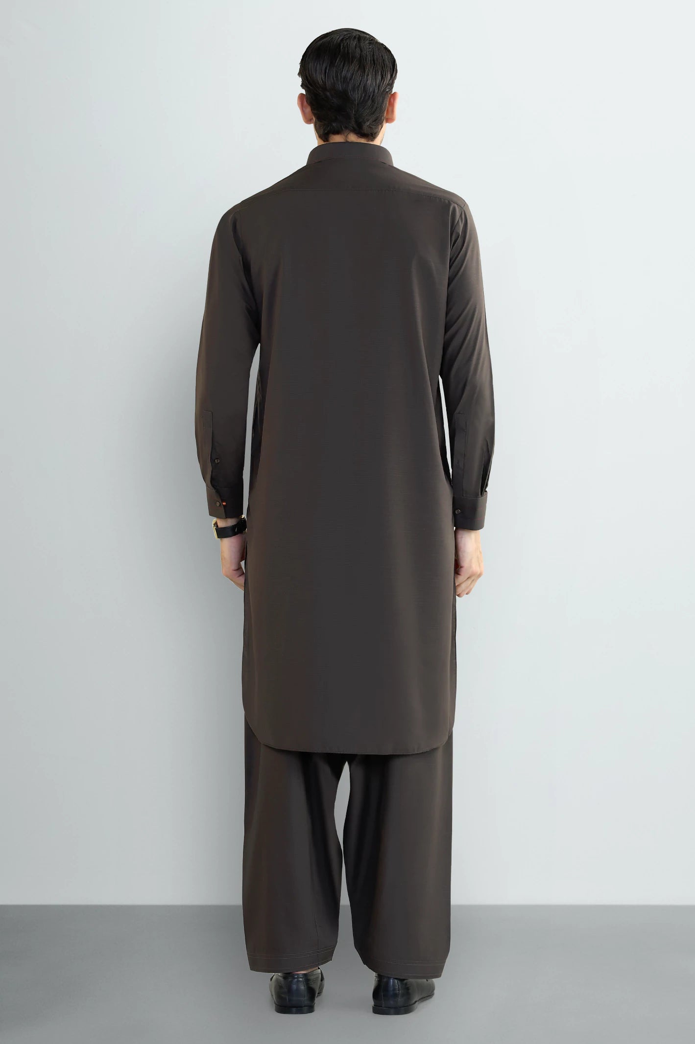 Coffee Brown Wash & Wear Shalwar Kameez - Image 4