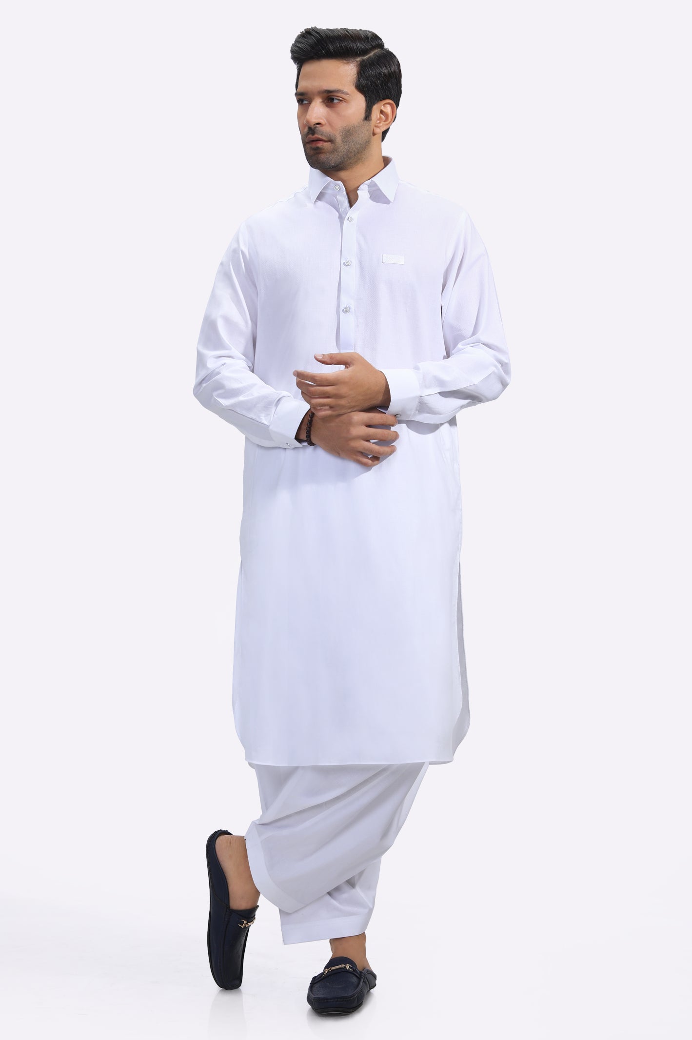 White Cotton Shalwar Kameez - Image 2