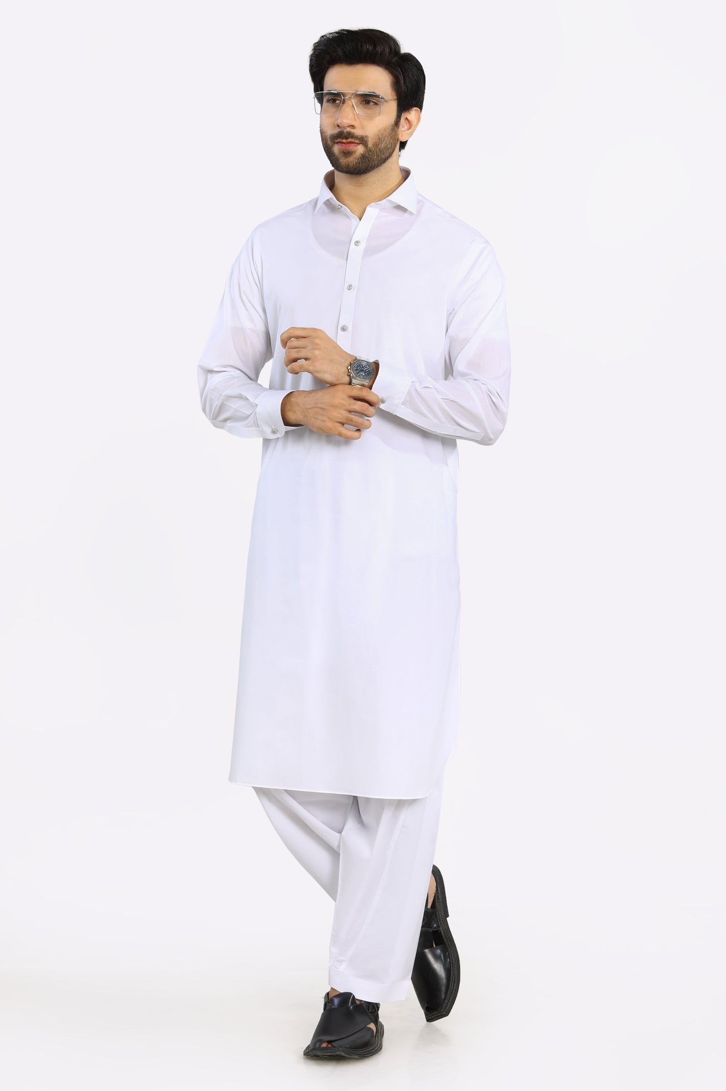 White Cotton Shalwar Kameez - Image 2