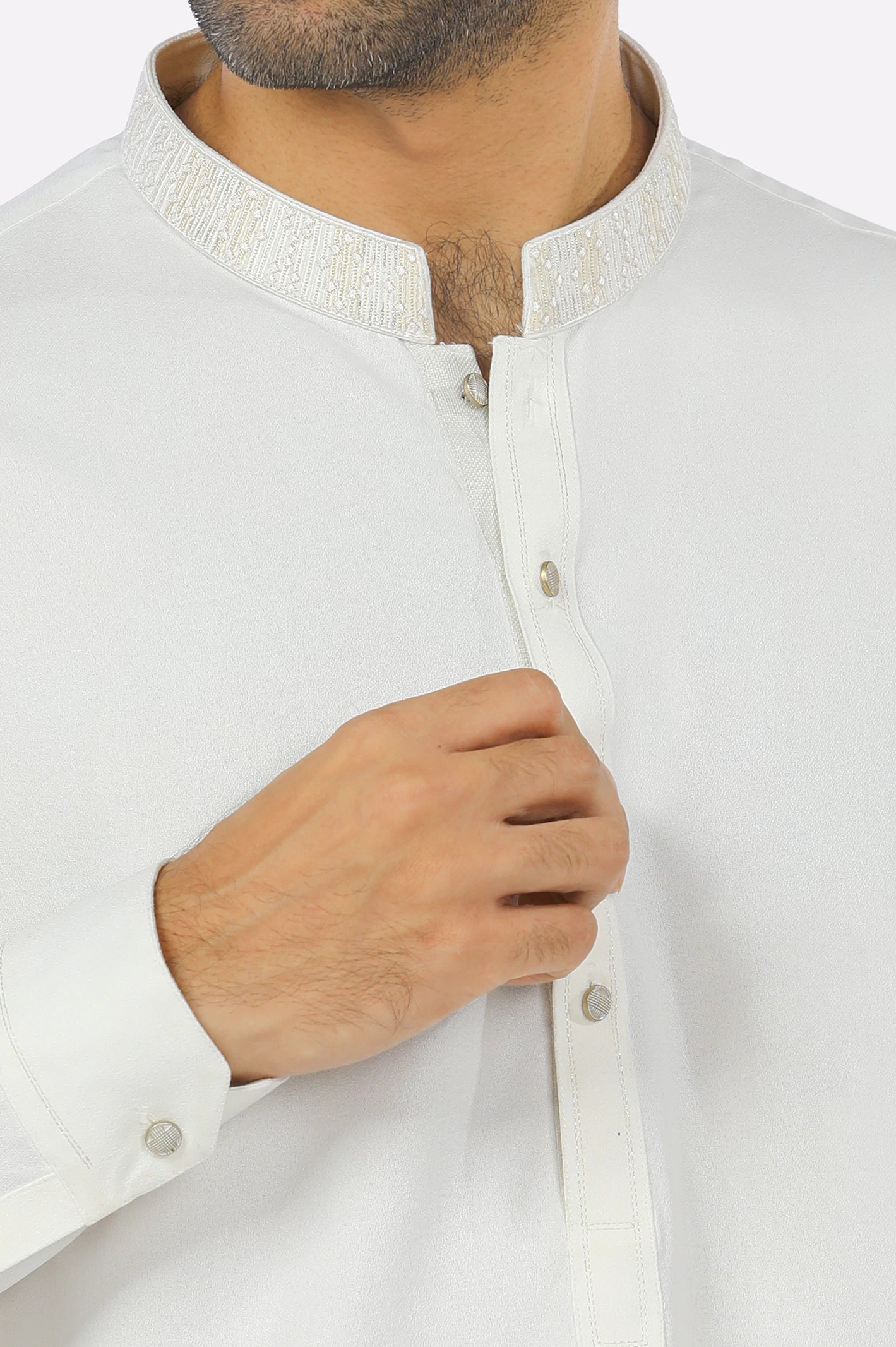 Off White Rayon Blend Shalwar Kameez - Image 4