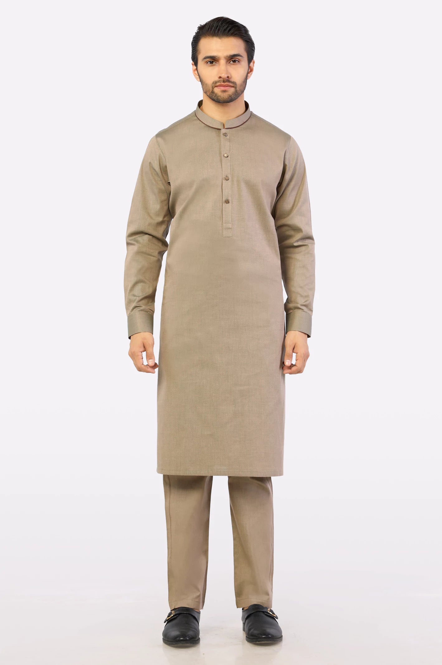 Brown Wash & Wear Kurta Pajama - Image 2