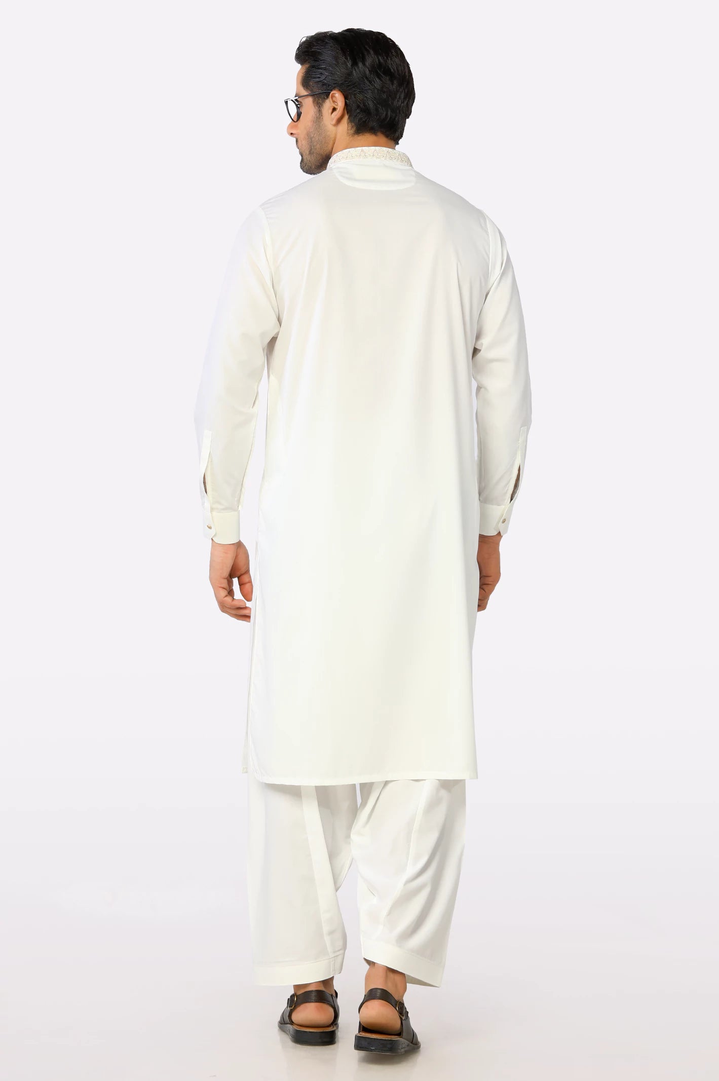 Off White Wash & Wear Shalwar Kameez - Image 4