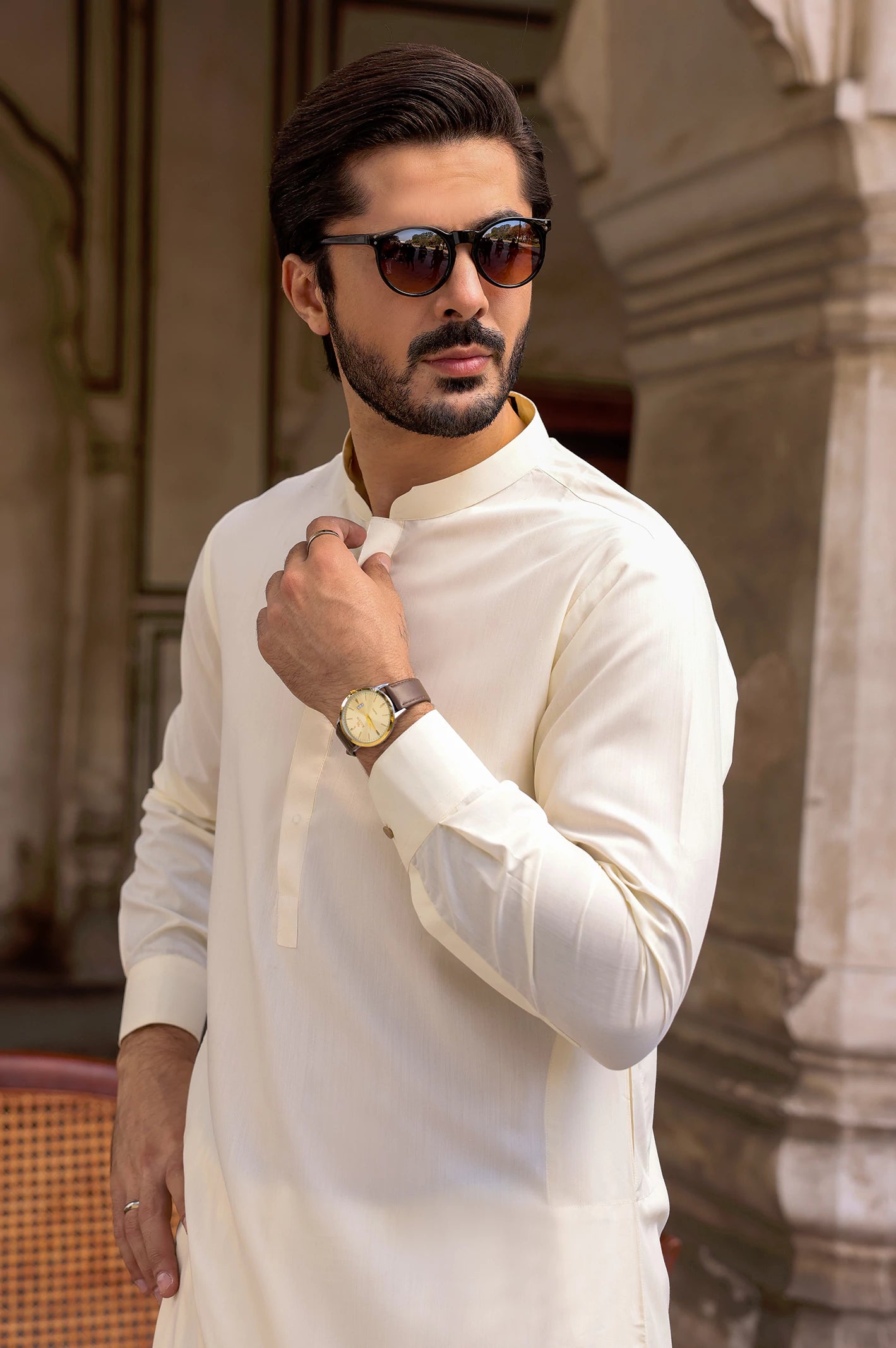 Cream Wash & Wear Shalwar Kameez - Image 3