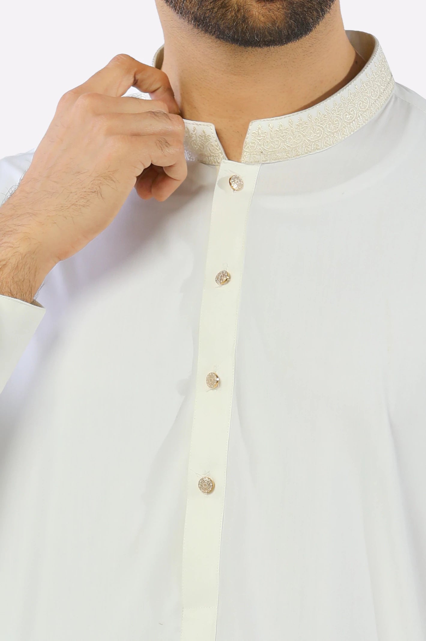 Off White Wash & Wear Shalwar Kameez - Image 3