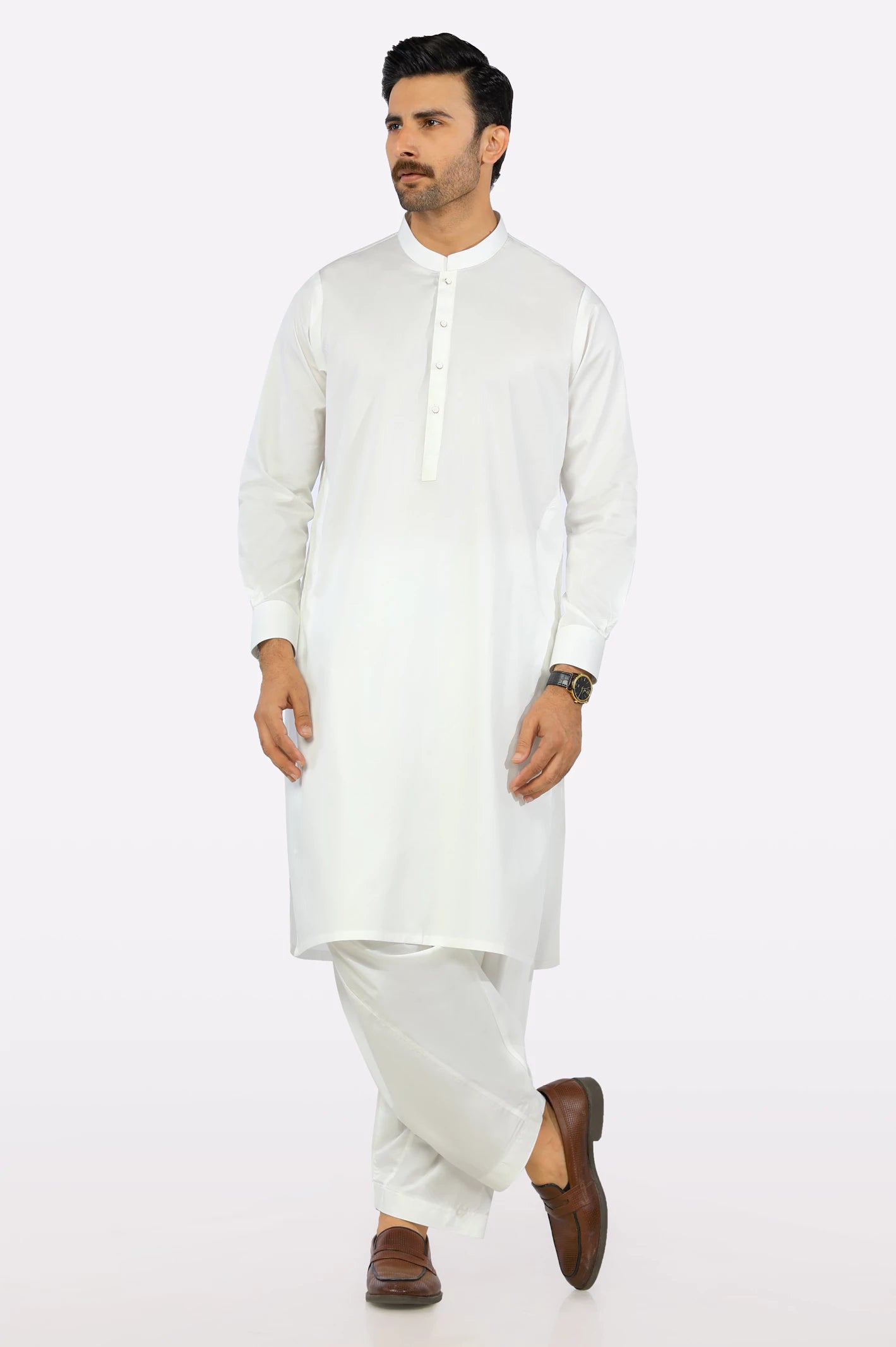 Off White Cotton Shalwar Kameez - Image 2