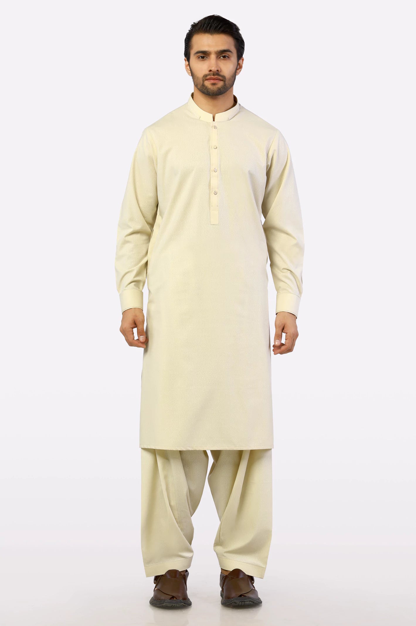 Cream Wash & Wear Shalwar Kameez - Image 2