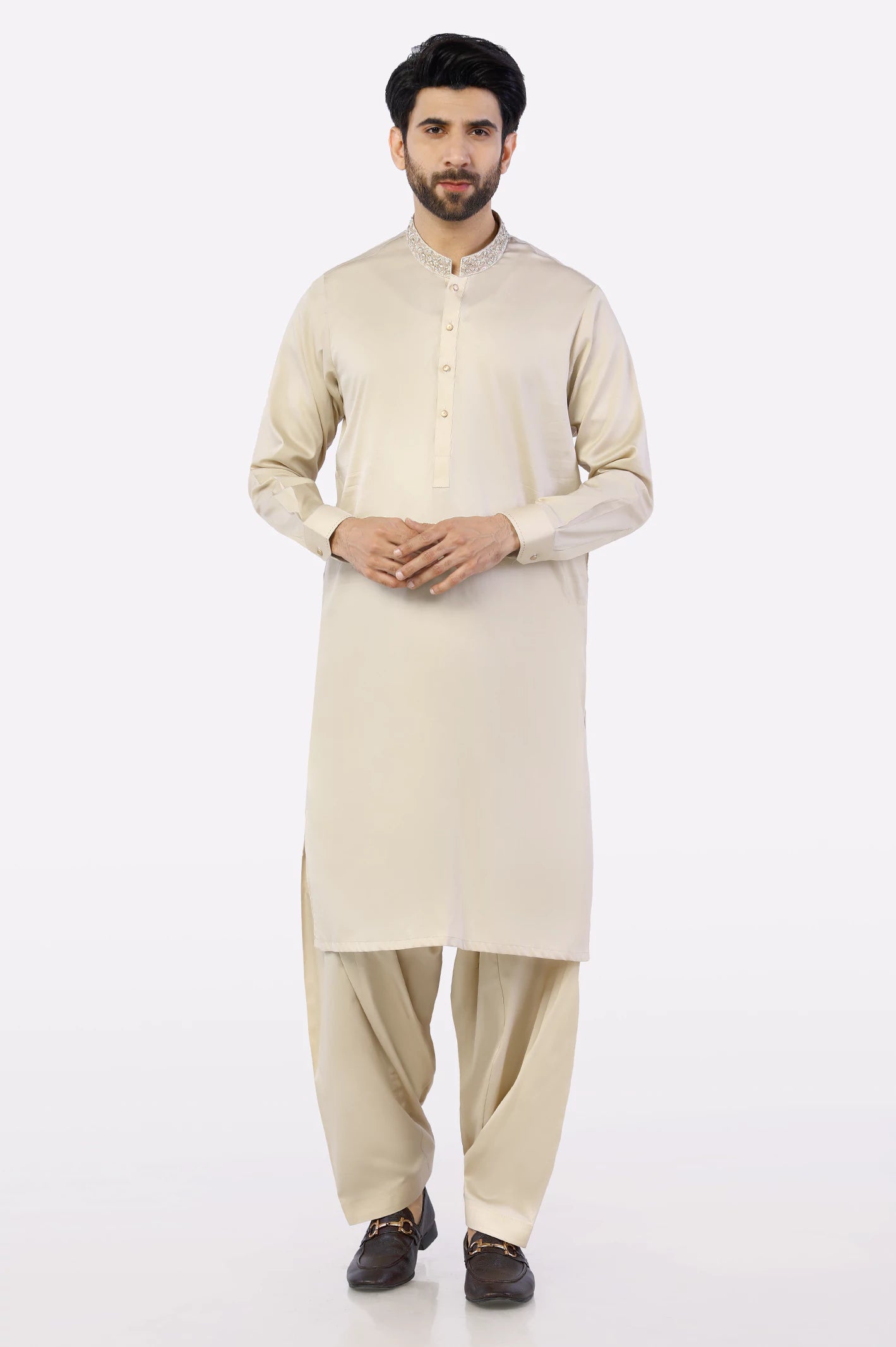 Fawn Cotton Shalwar Kameez - Image 3