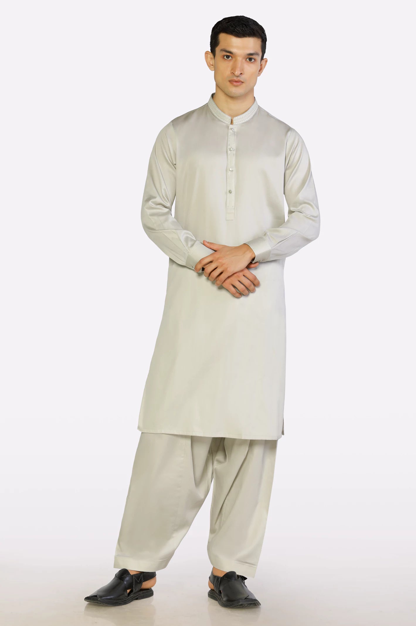 Light Beige Wash & Wear Shalwar Kameez - Image 2
