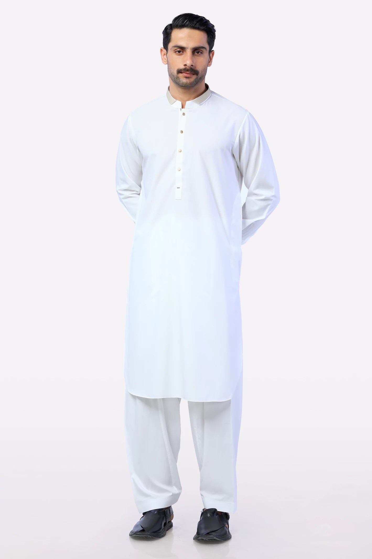 Off White Wash & Wear Shalwar Kameez - Image 2