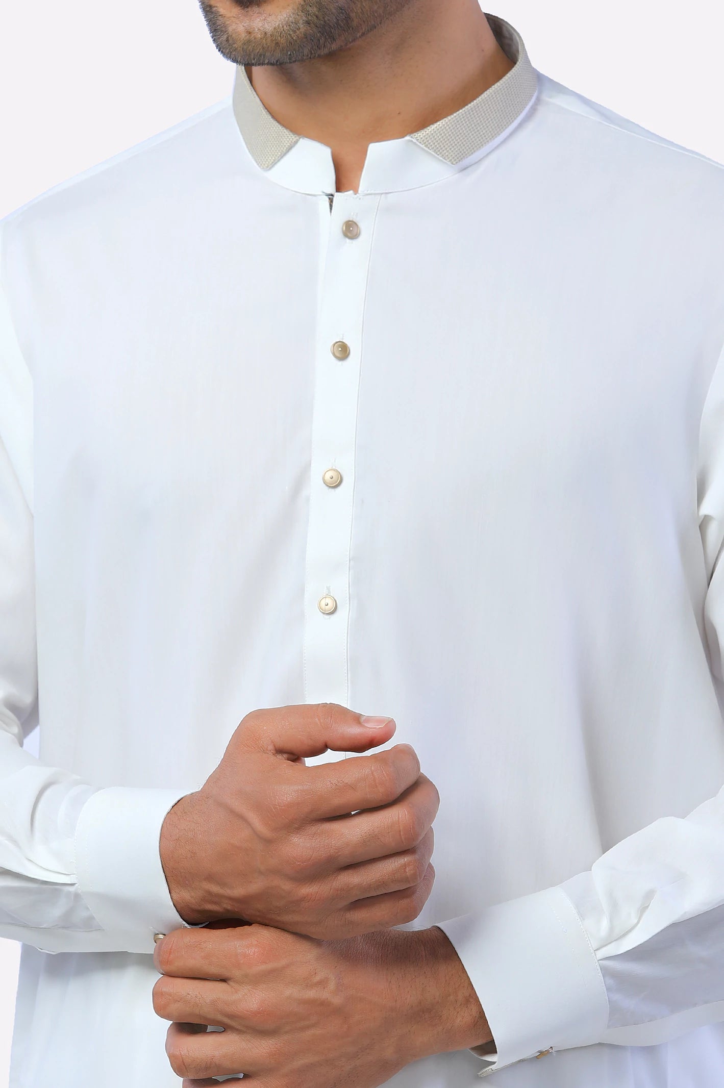 Off White Wash & Wear Shalwar Kameez - Image 3
