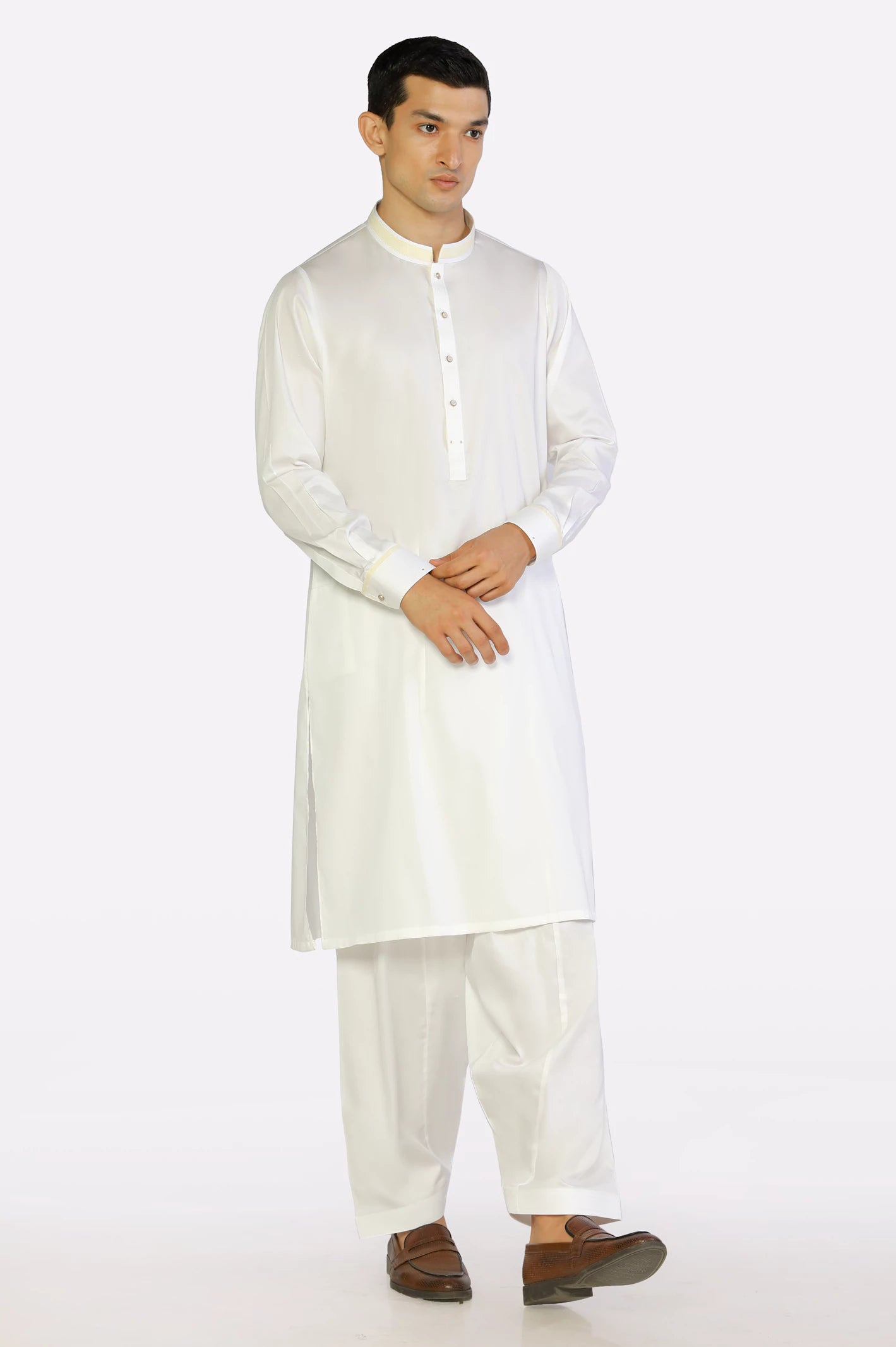 Off White Cotton Shalwar Kameez - Image 2