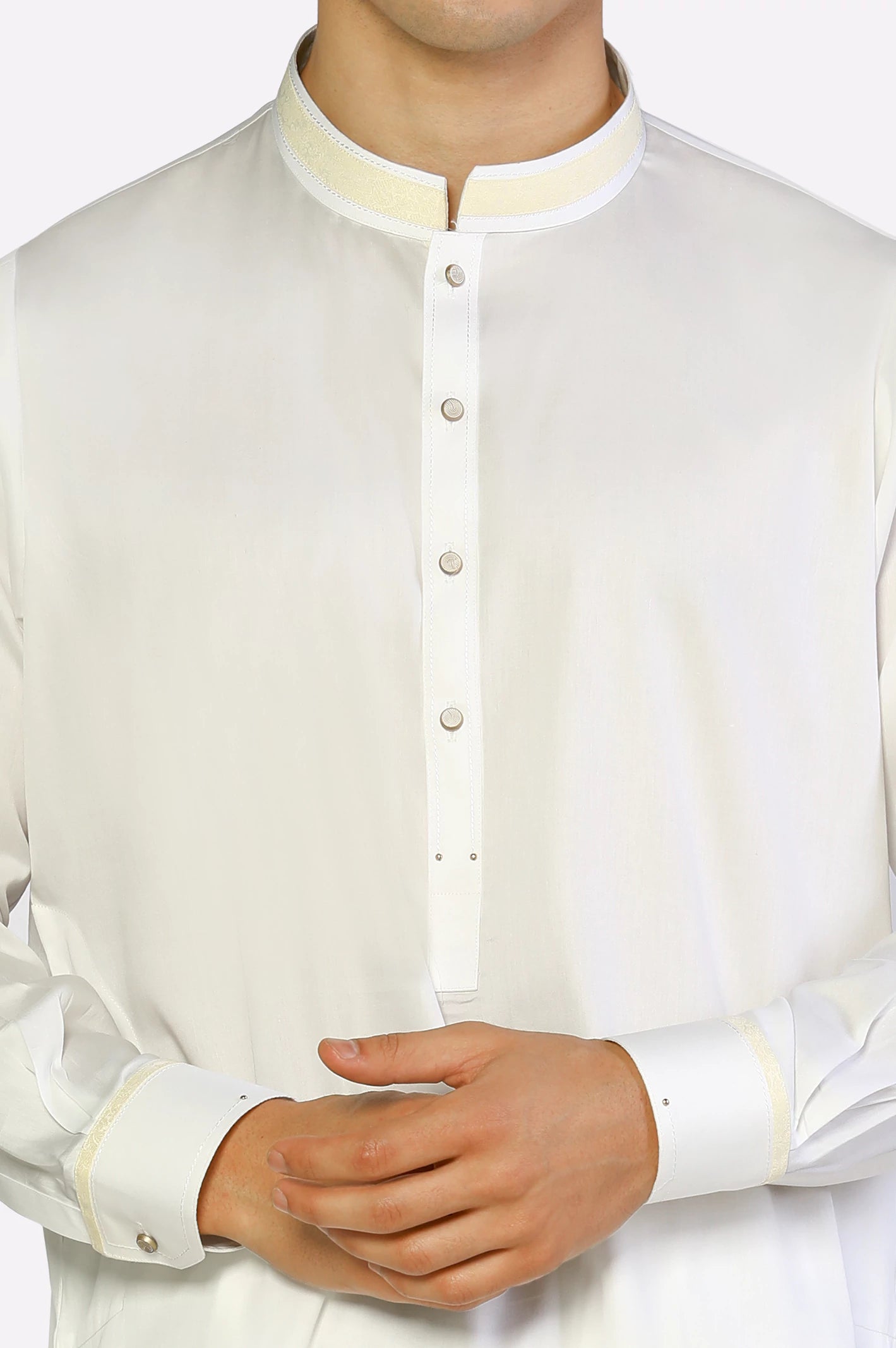 Off White Cotton Shalwar Kameez - Image 3