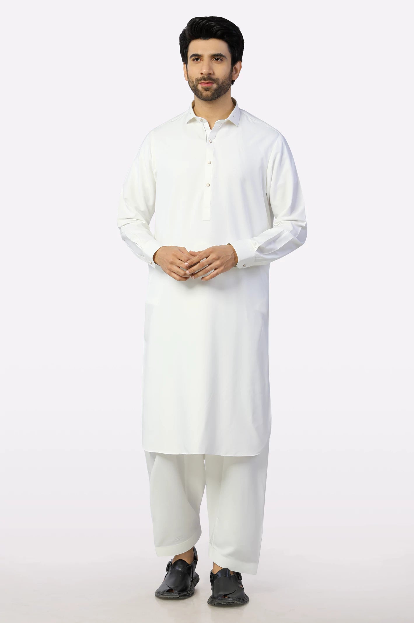 Off White Wash & Wear Shalwar Kameez - Image 2