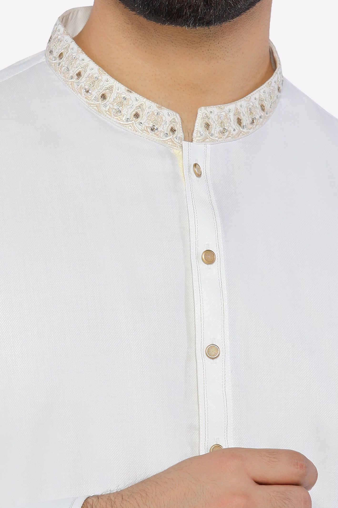 Off White Wash & Wear Shalwar Kameez - Image 3