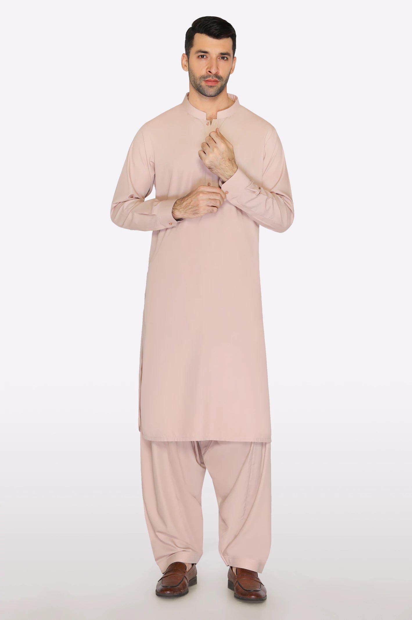 Light Brown Wash & Wear Shalwar Kameez - Image 2