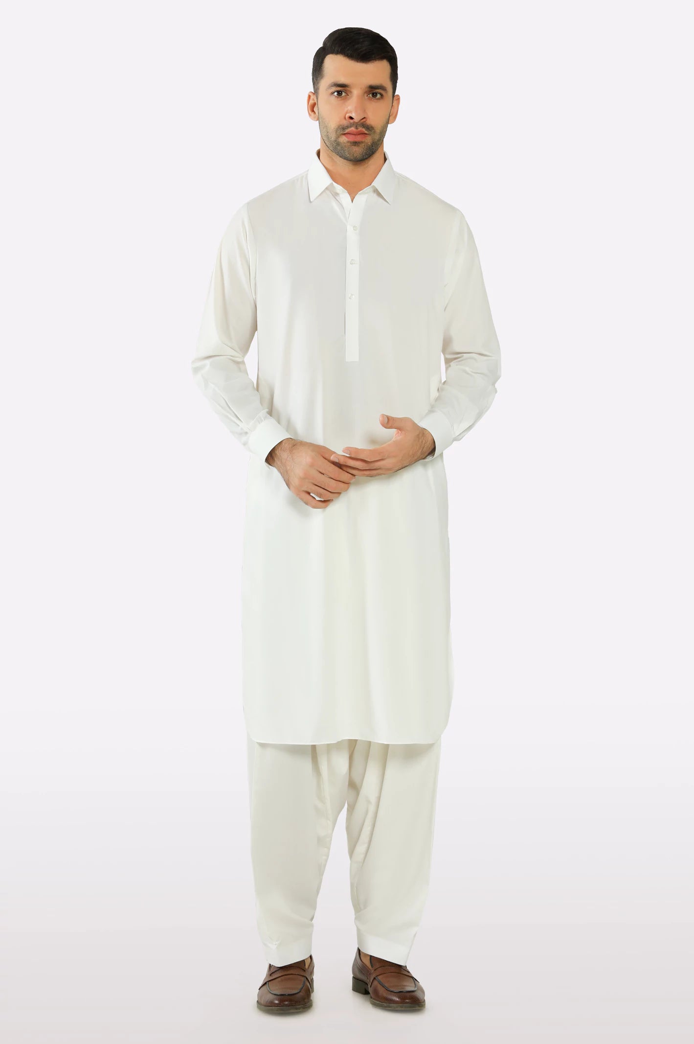 Off White Wash & Wear Shalwar Kameez - Image 2