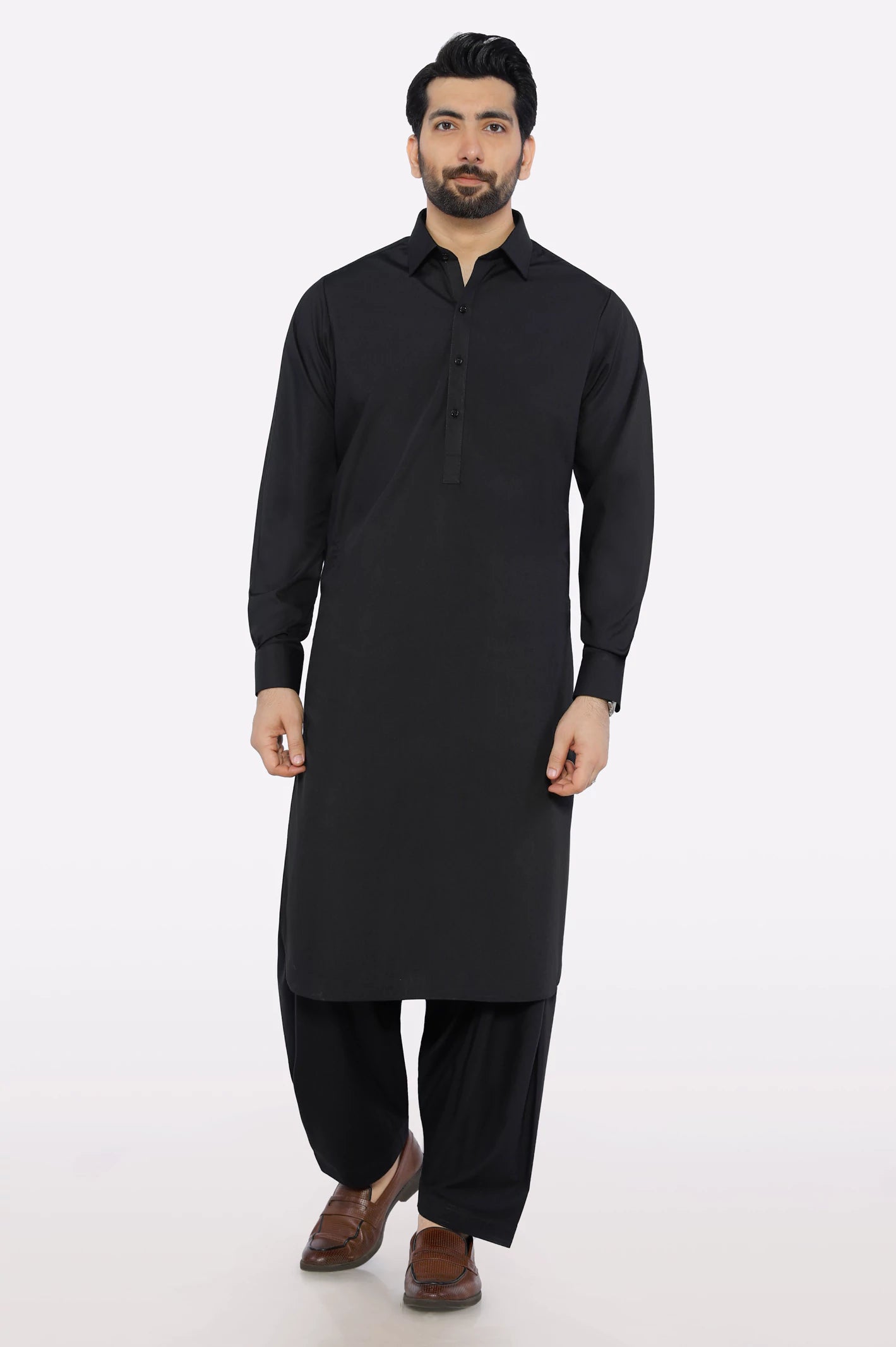 Black Wash & Wear Shalwar Kameez - Image 2