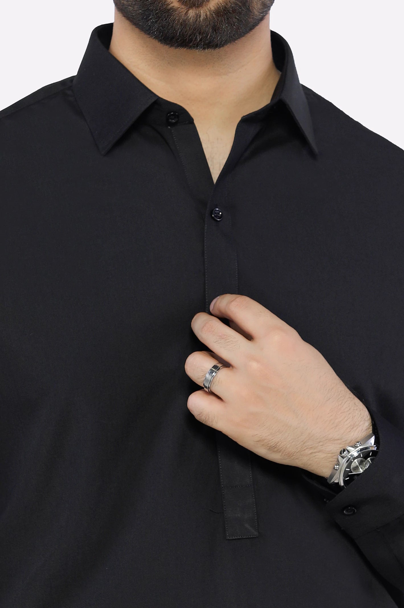Black Wash & Wear Shalwar Kameez - Image 3