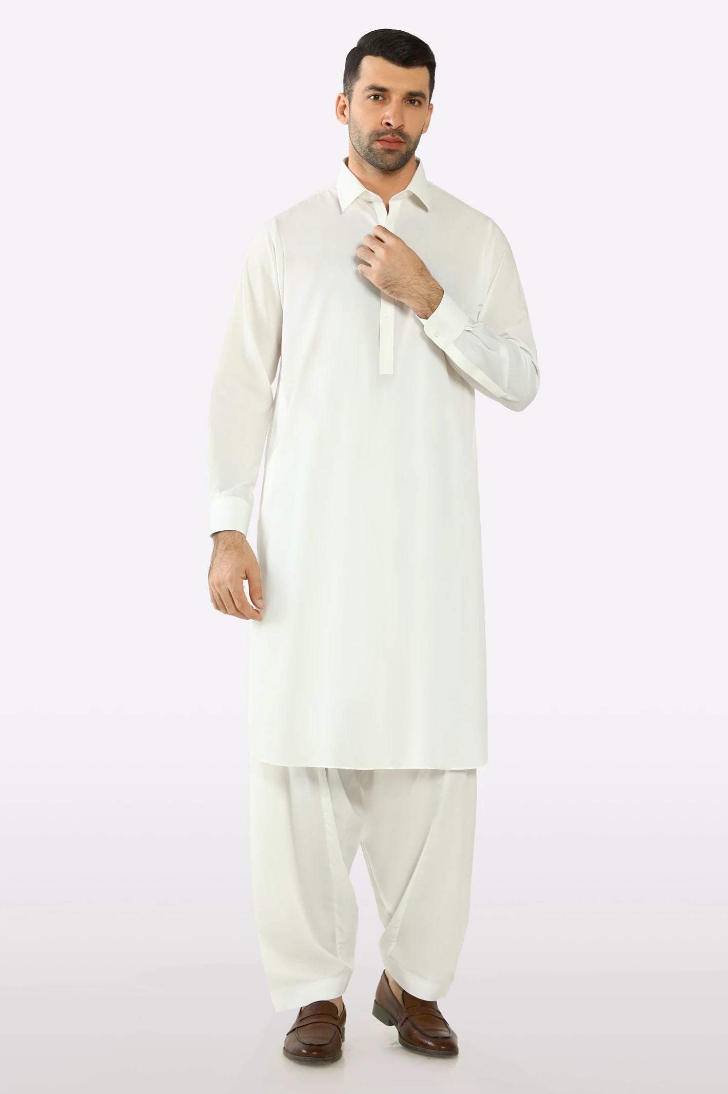 Off White Wash & Wear Shalwar Kameez - Image 3