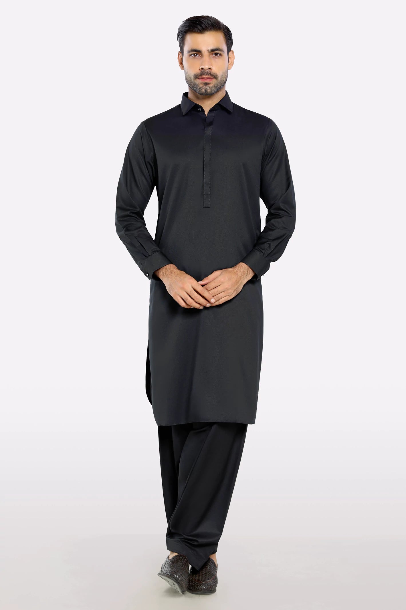 Black Wash & Wear Shalwar Kameez - Image 2