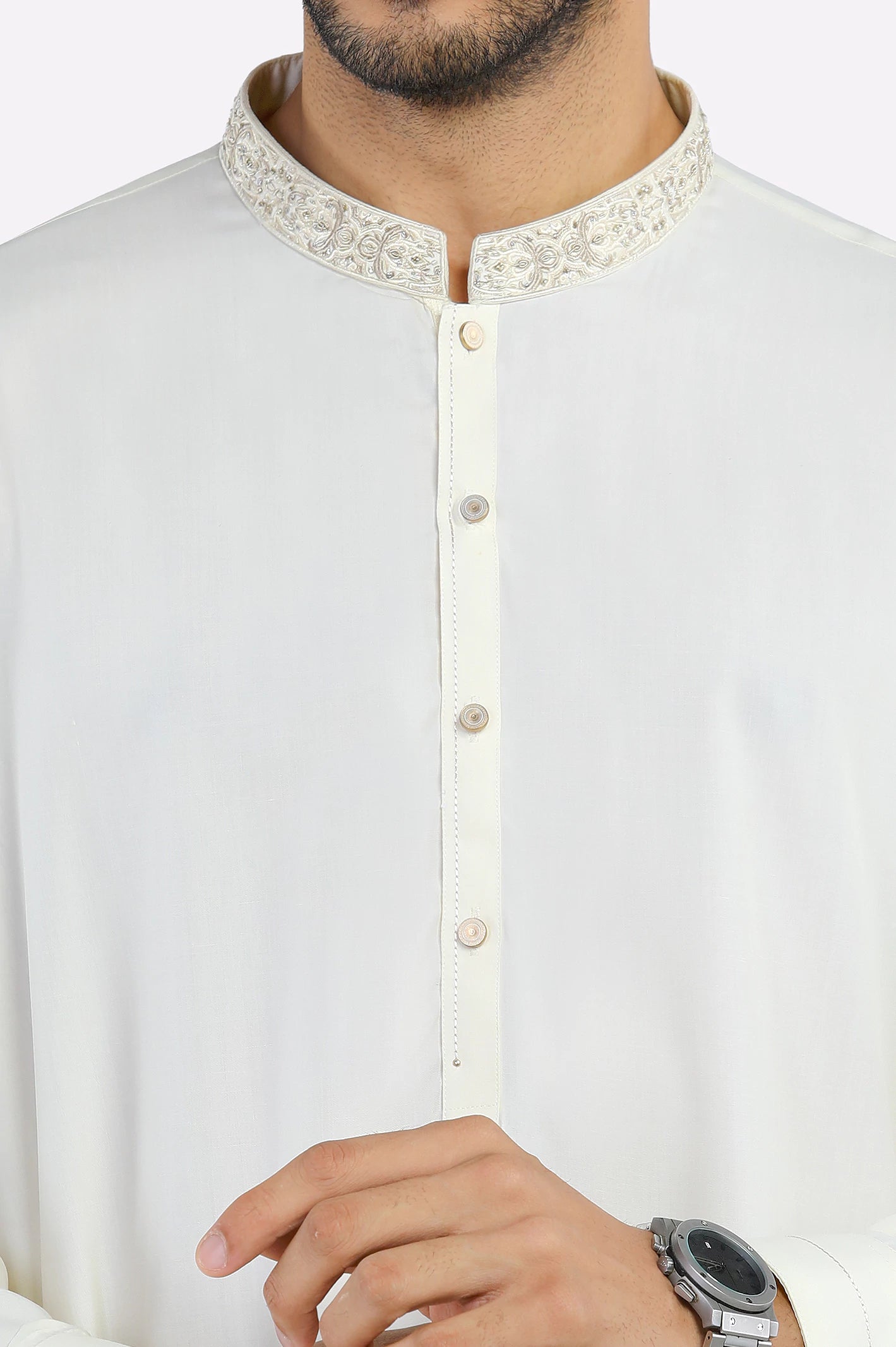 Cream Wash & Wear Shalwar Kameez - Image 3