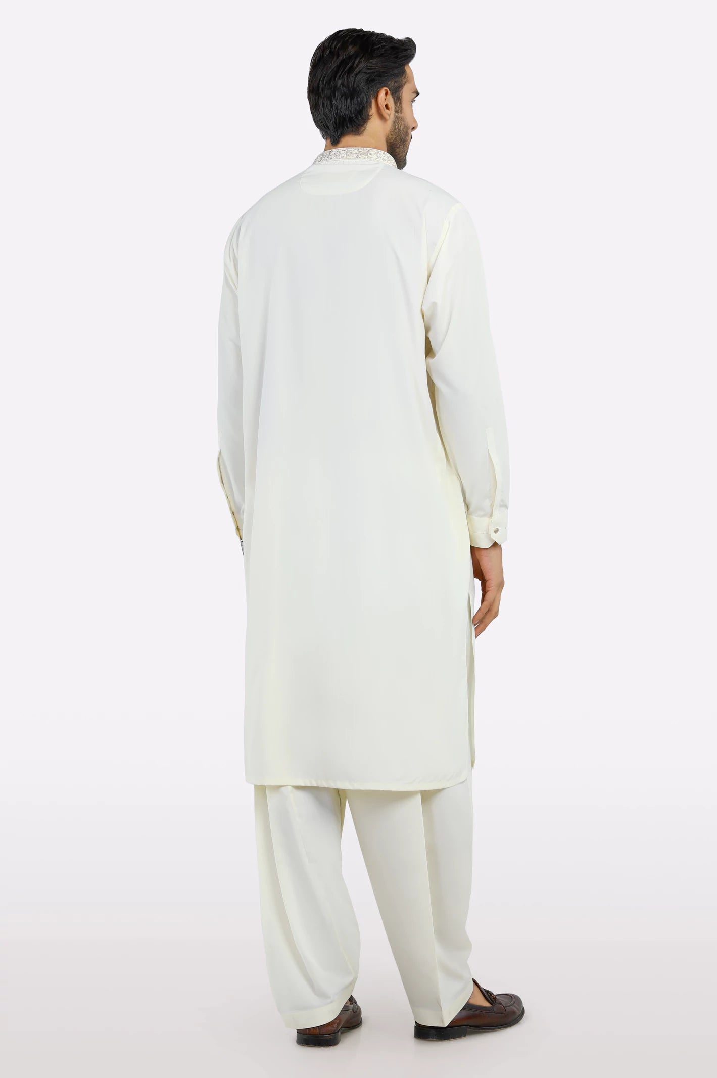 Cream Wash & Wear Shalwar Kameez - Image 4