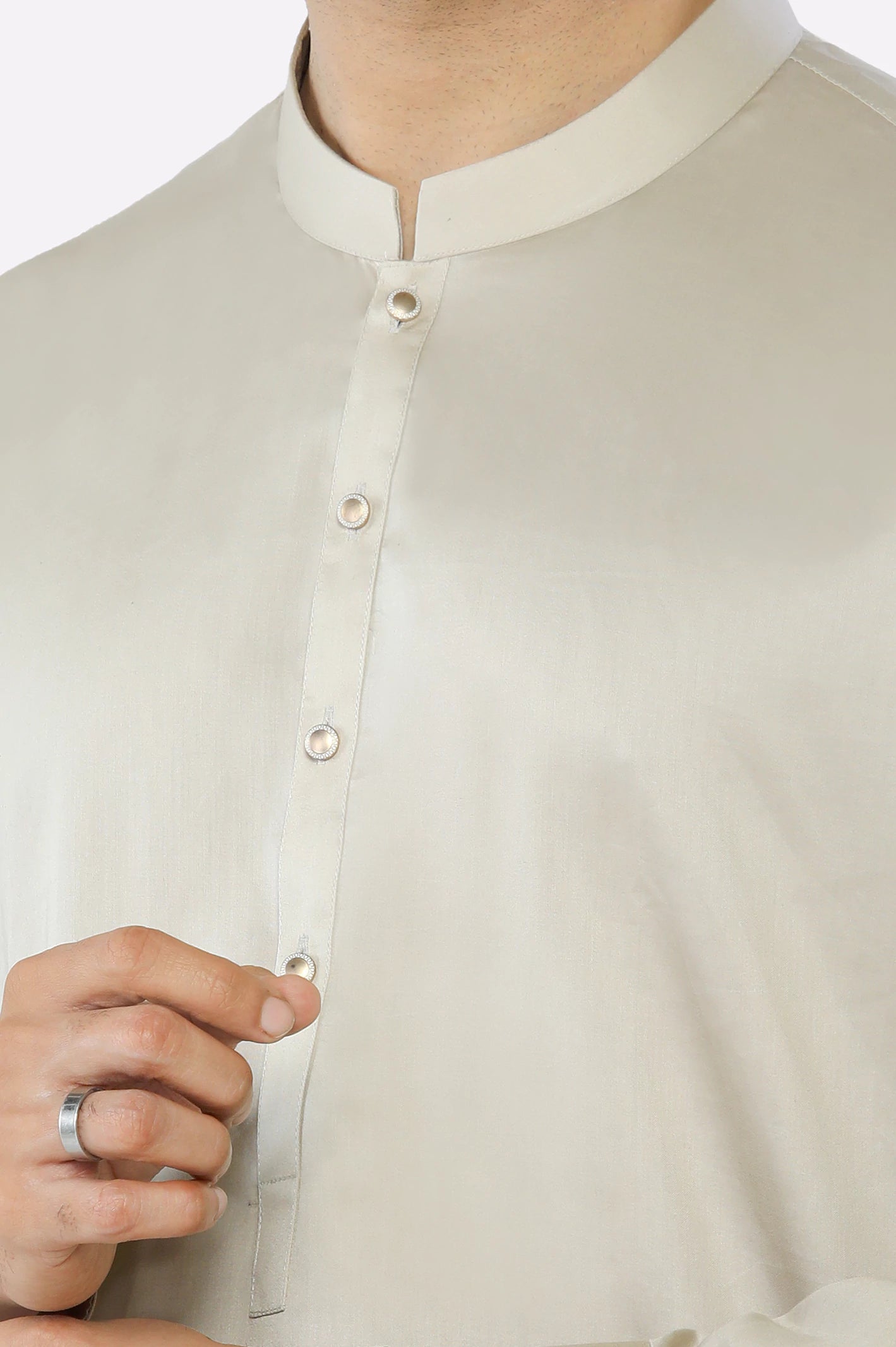 Beige Cotton Shalwar Kameez - Image 3