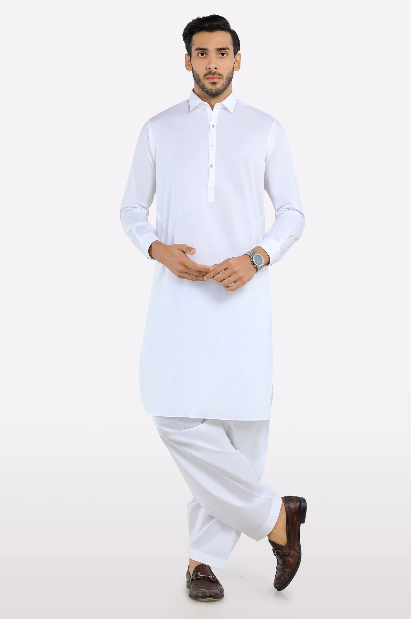 Off White Cotton Shalwar Kameez - Image 2
