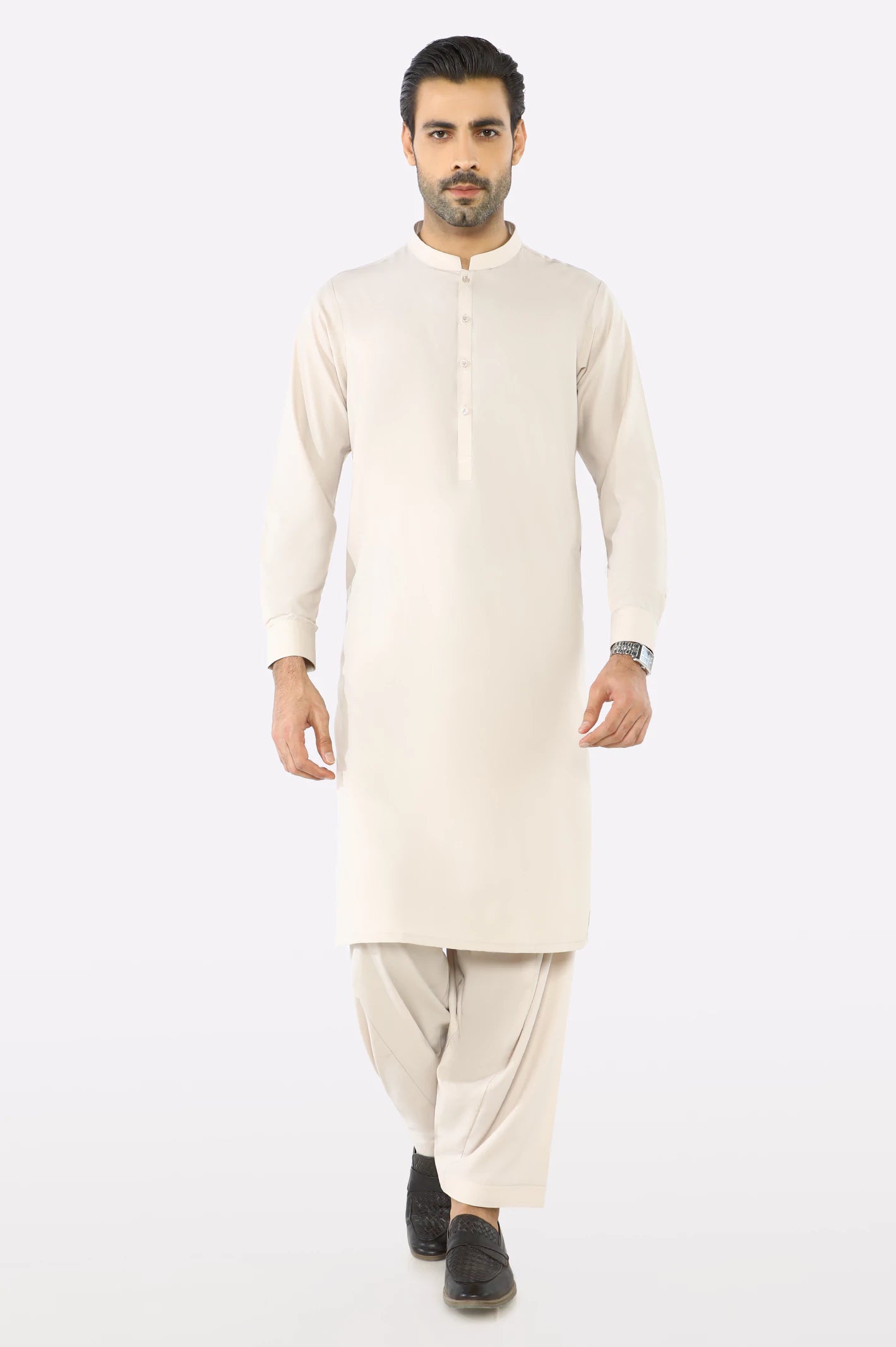 Light Beige Wash & Wear Shalwar Kameez - Image 2