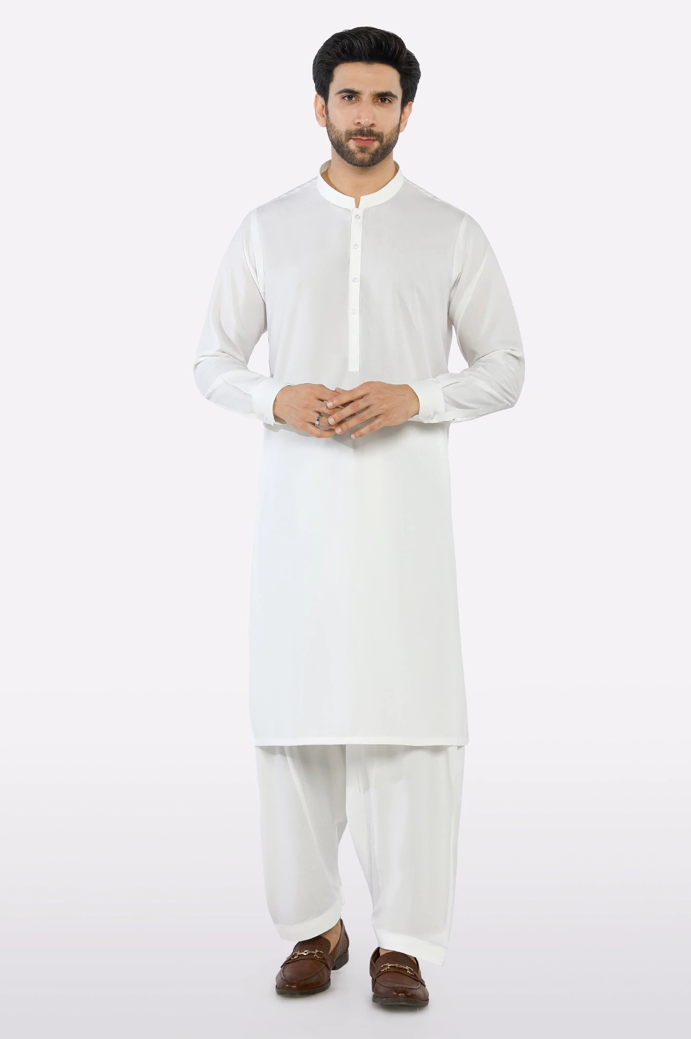 Off White Wash & Wear Shalwar Kameez - Image 2