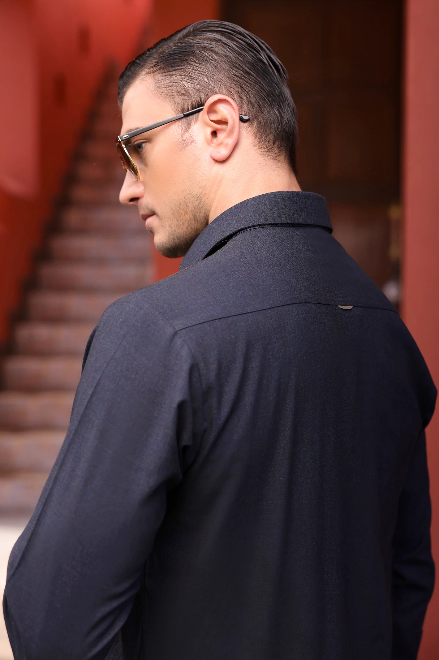 Dark Blue Wash & Wear Shalwar Kameez - Image 4