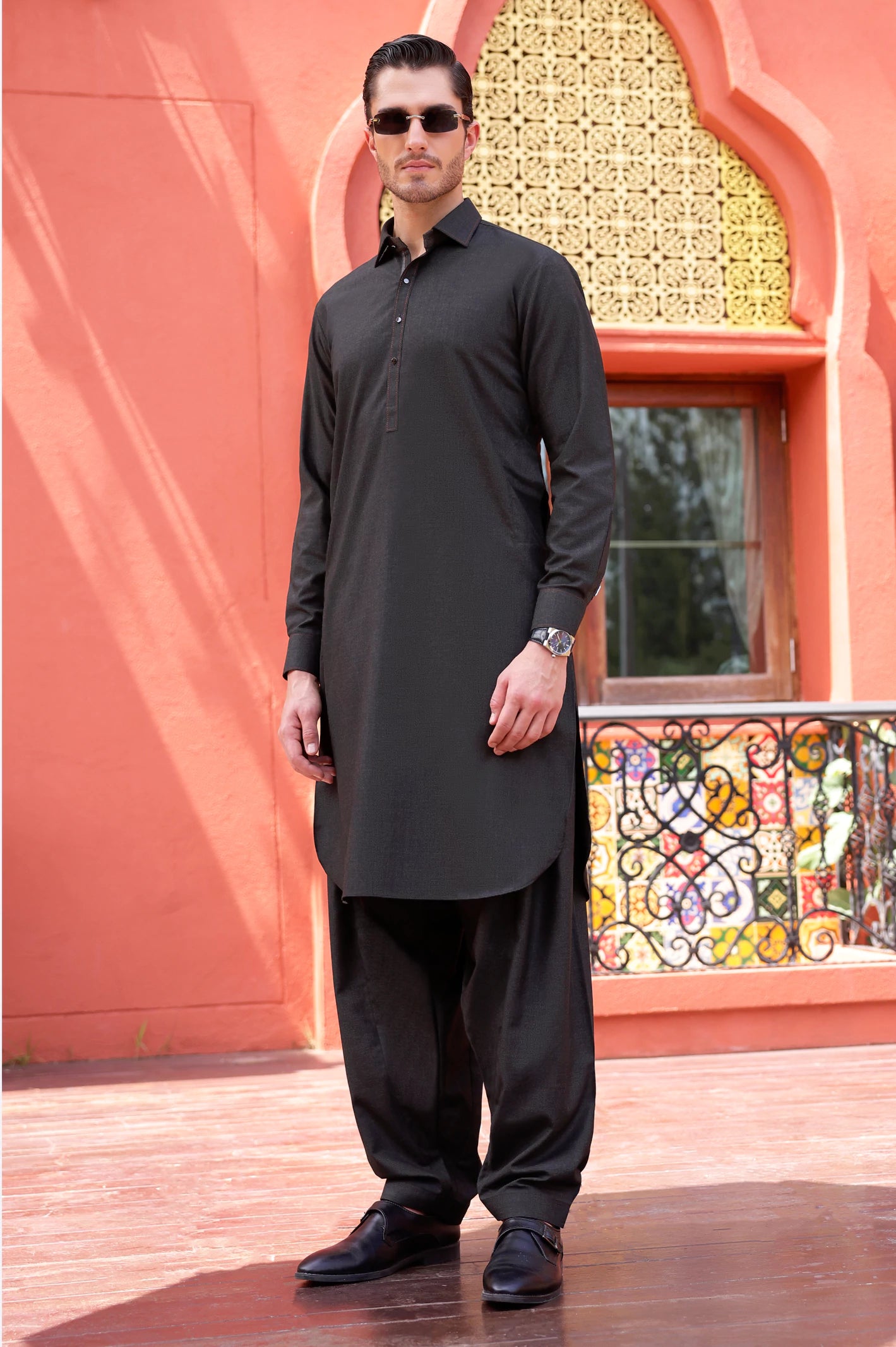 Dark Green Wash & Wear Shalwar Kameez - Image 4