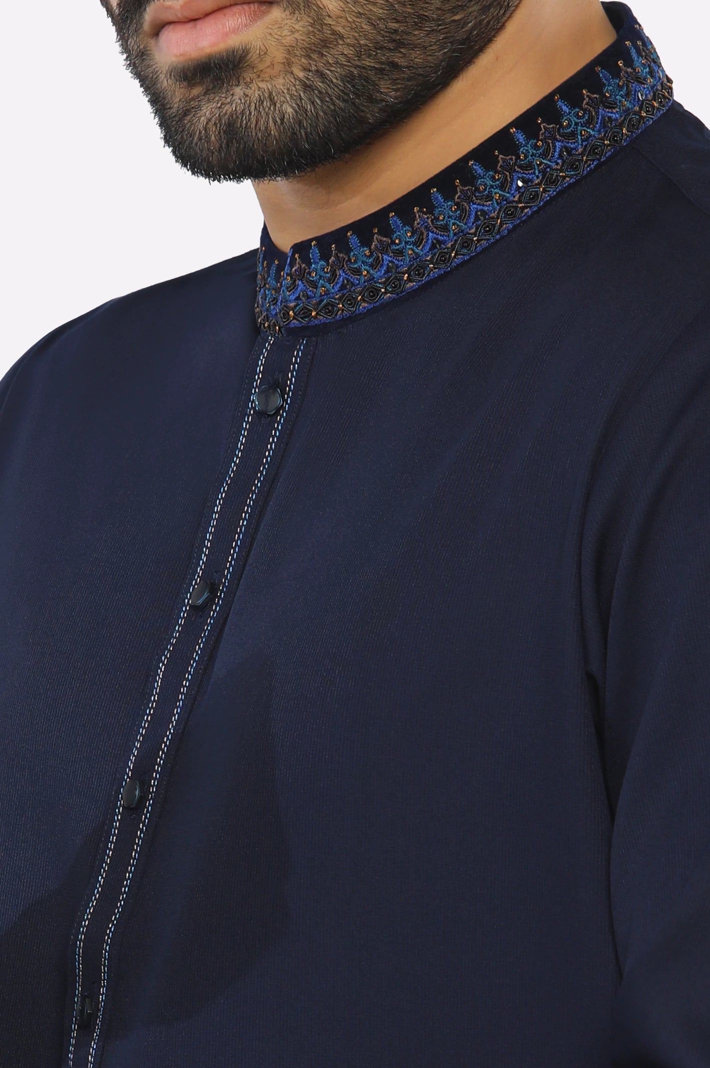 Navy Blue Wash & Wear Shalwar Kameez - Image 3