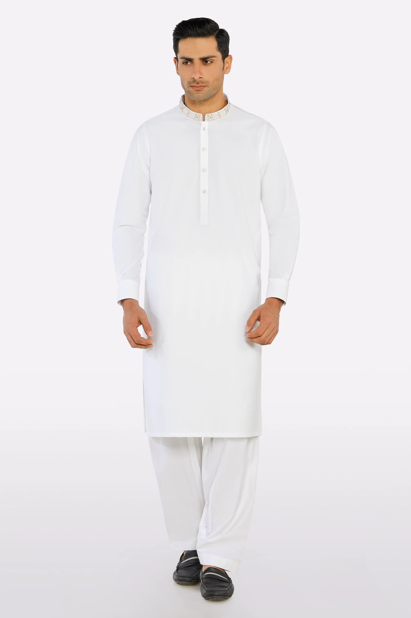 Off White Wash & Wear Shalwar Kameez - Image 2