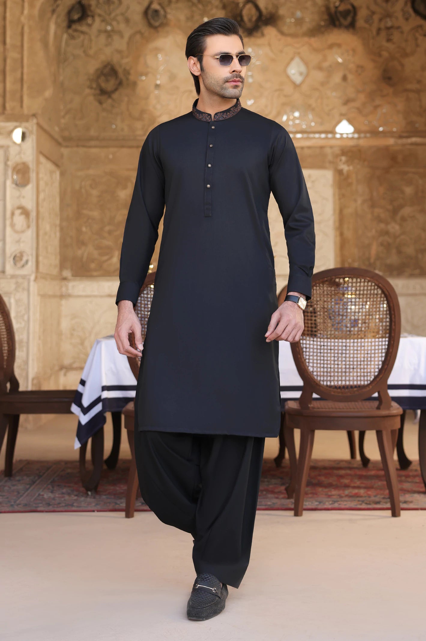 Black Wash & Wear Shalwar Kameez - Image 2