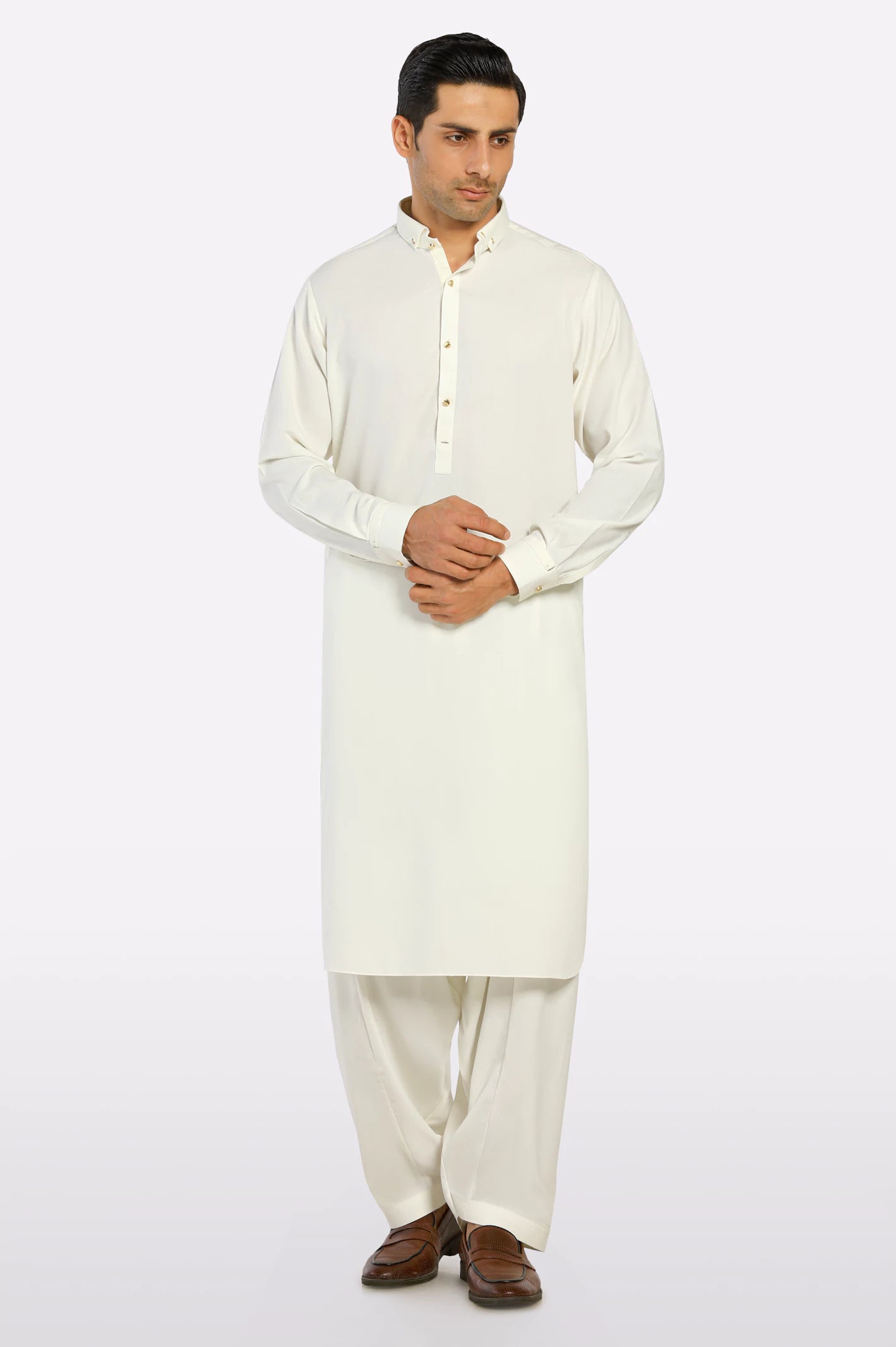 Cream Wash & Wear Shalwar Kameez - Image 2