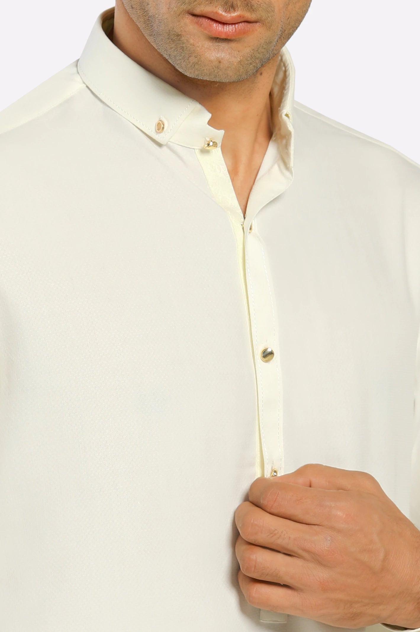 Cream Wash & Wear Shalwar Kameez - Image 3