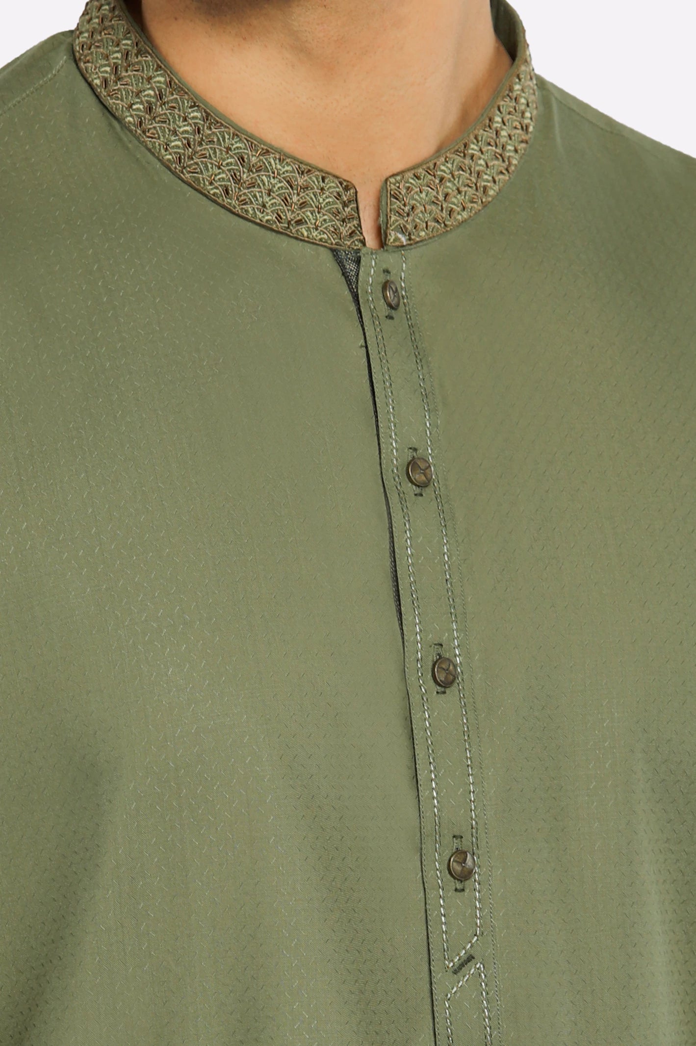 Olive Wash & Wear Shalwar Kameez - Image 3