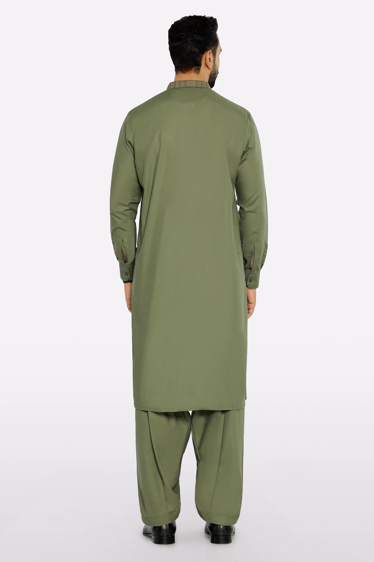 Olive Wash & Wear Shalwar Kameez - Image 4