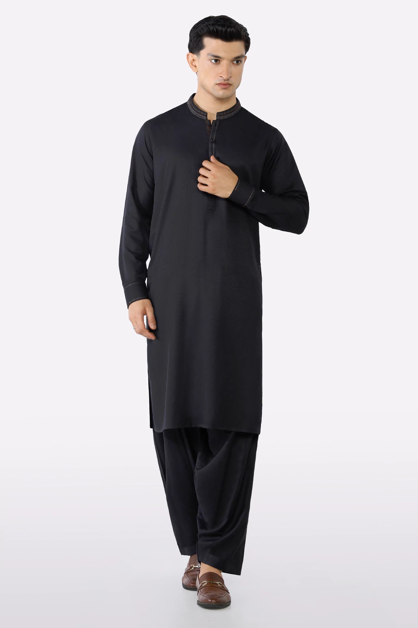 Black Wash & Wear Shalwar Kameez - Image 2