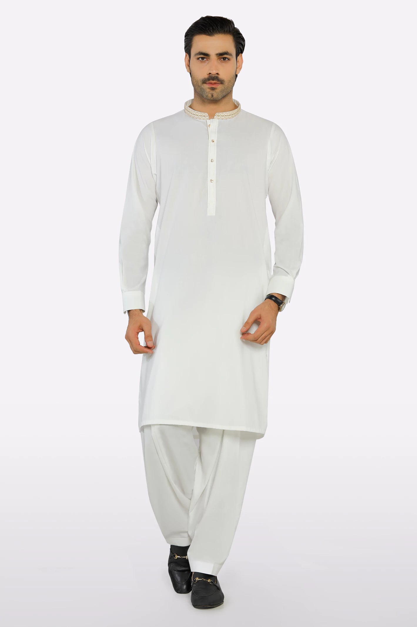 Off White Wash & Wear Shalwar Kameez - Image 2