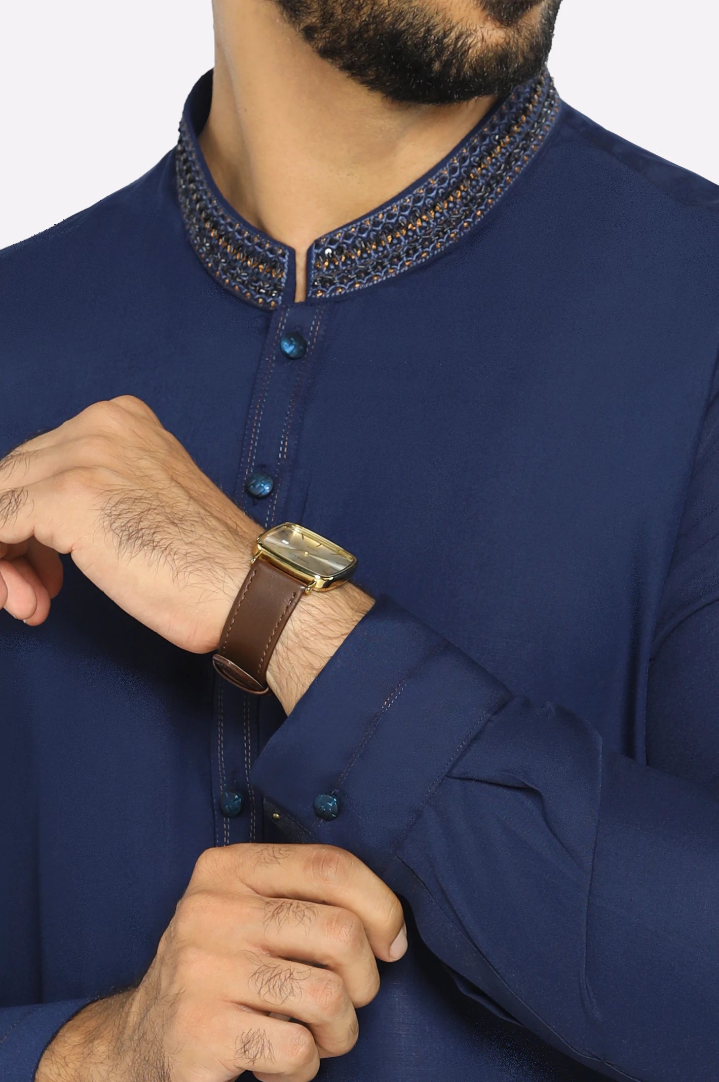 Royal Blue Wash & Wear Shalwar Kameez - Image 3