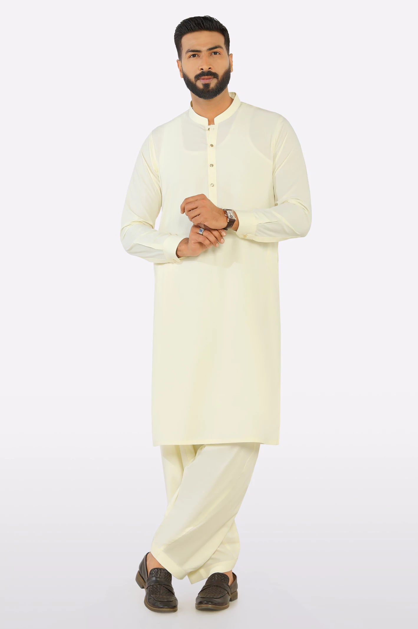 Cream Wash & Wear Shalwar Kameez - Image 2